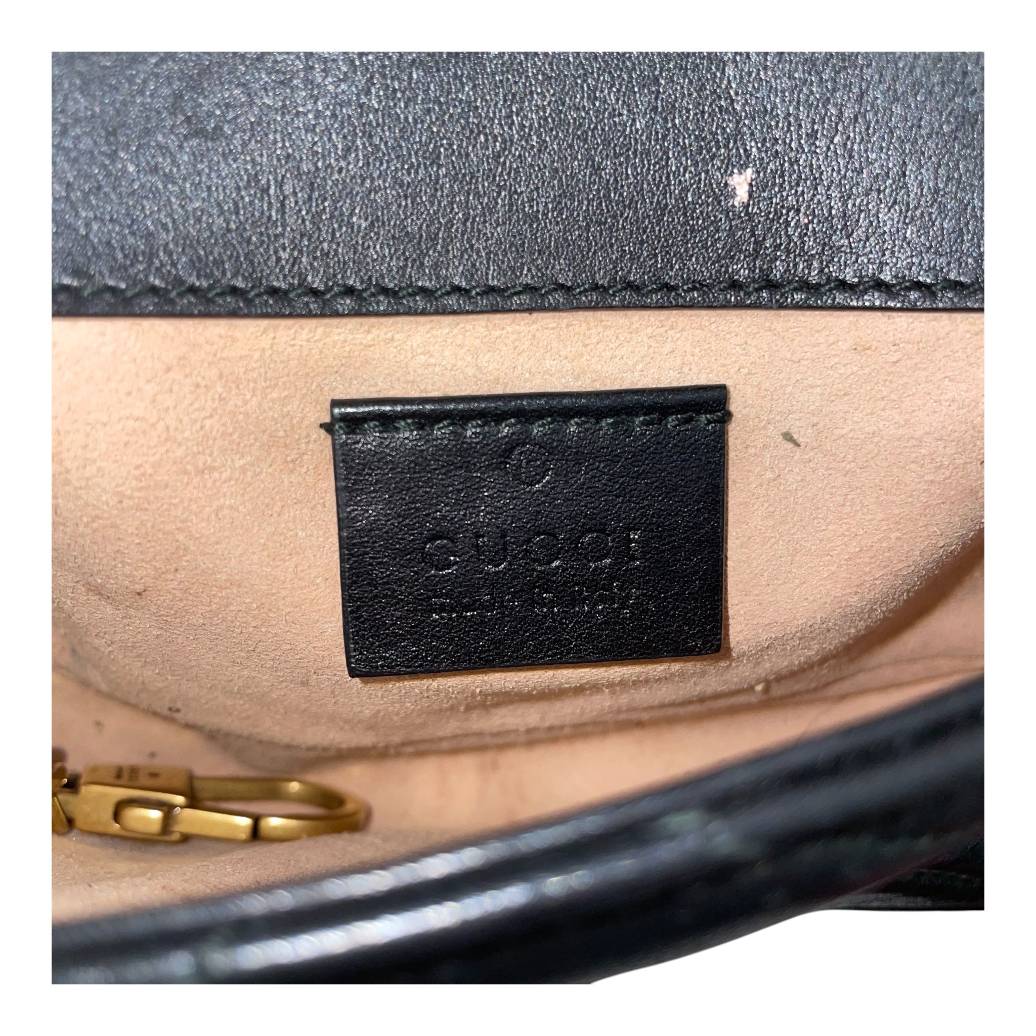 GUCCI/Cross Body Bag/Leather/BLK/marmot mini gld logo view 5