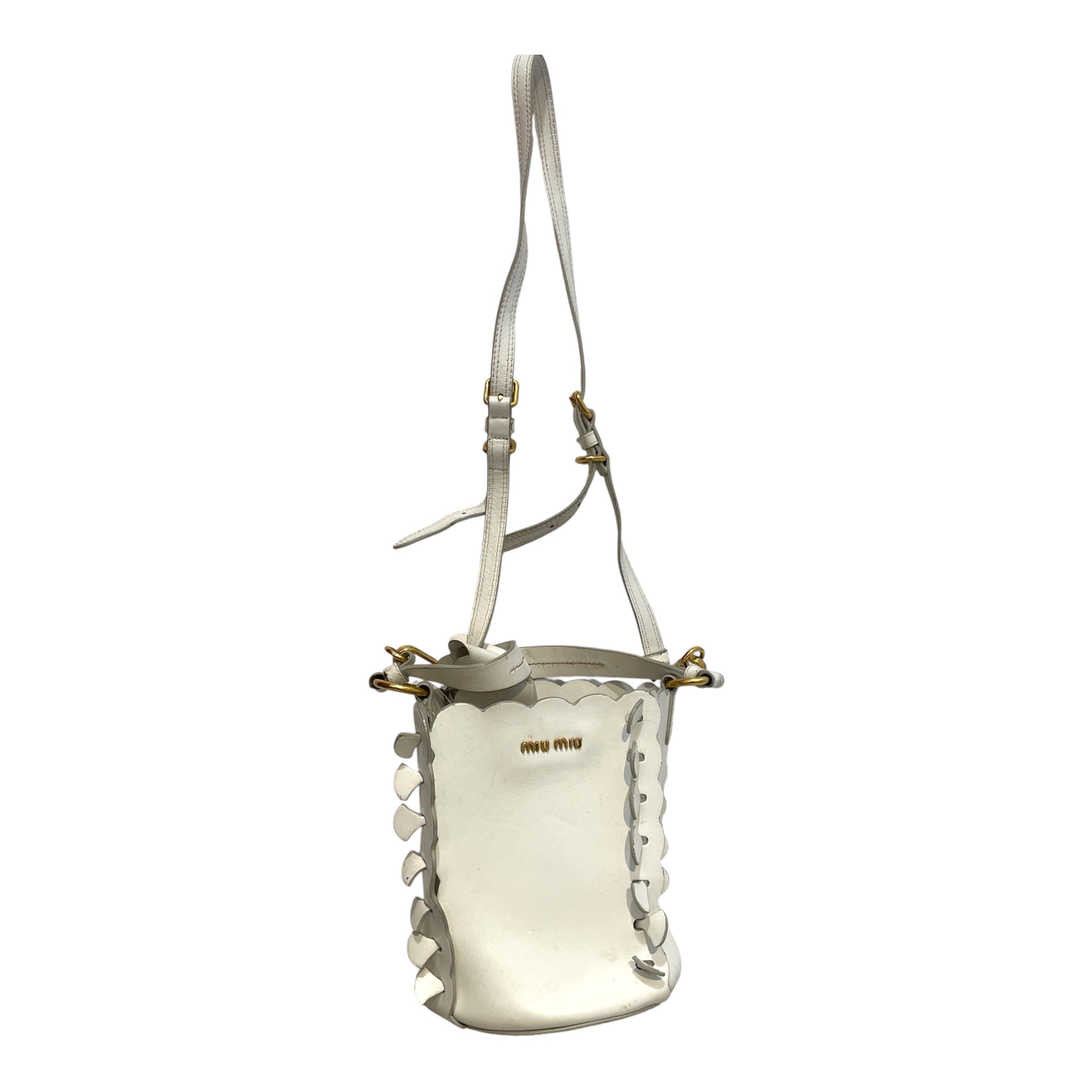 MIU MIU/Hand Bag/Leather/WHT/Convertible Bucket Bag view 1