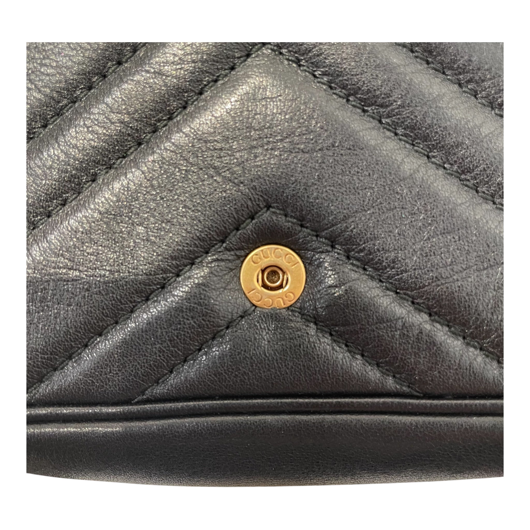 GUCCI/Cross Body Bag/Leather/BLK/marmot mini gld logo view 4