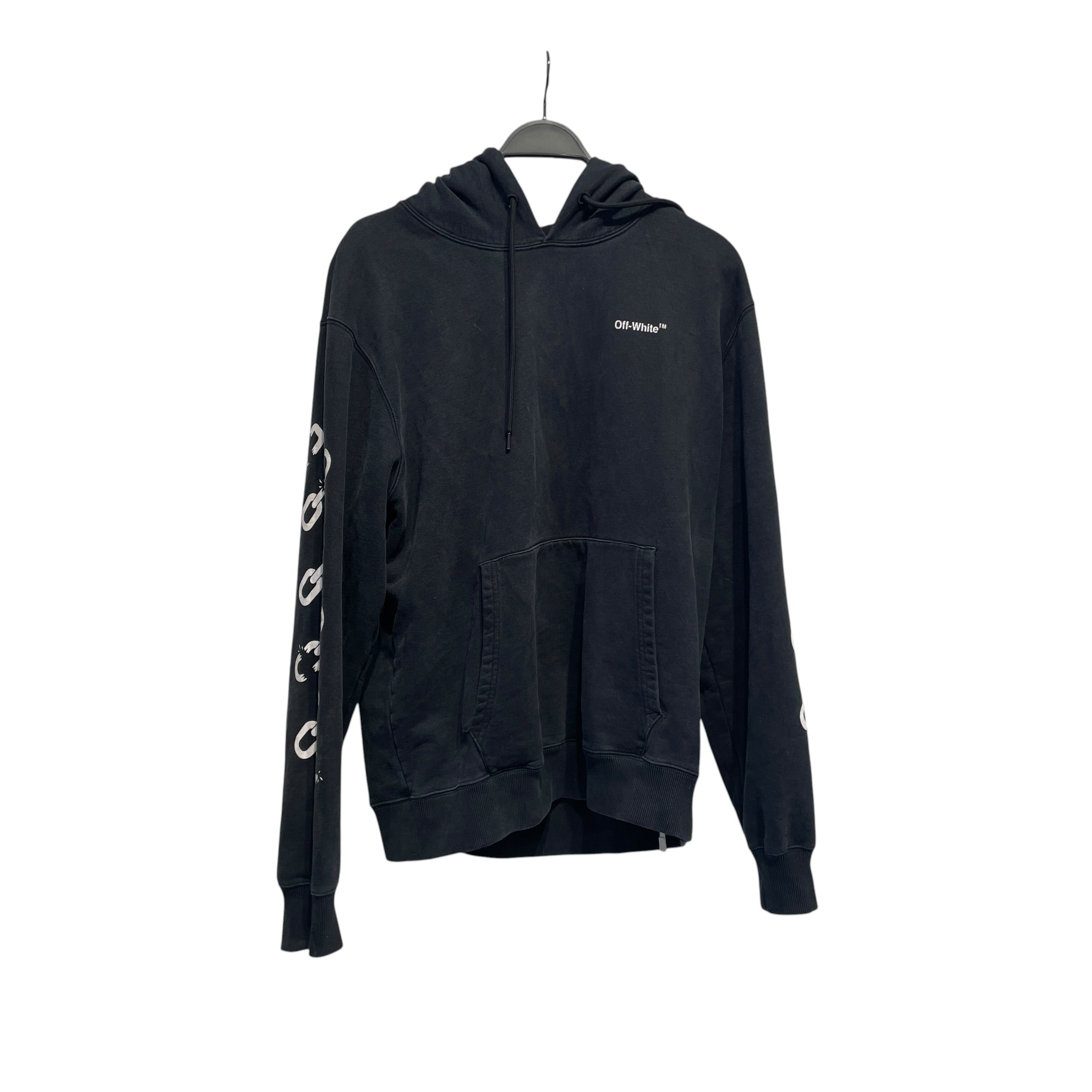 OFF-WHITE/Hoodie/L/Cotton/BLK/BROKEN CHAIN LOGO view 1