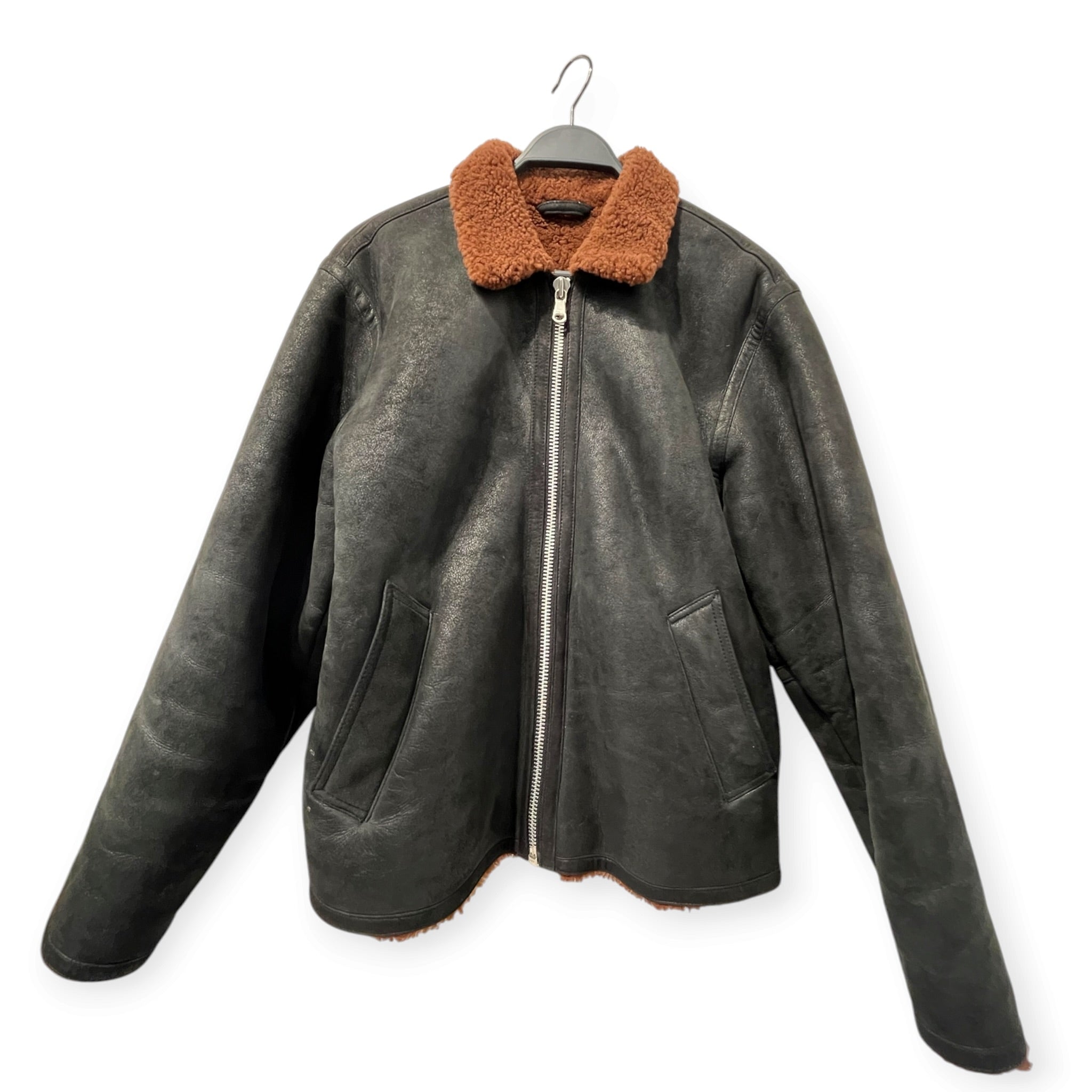 STUSSY/Leather Jkt/M/Leather/BLK/BROWN SHEARLING ZIP UP view 1