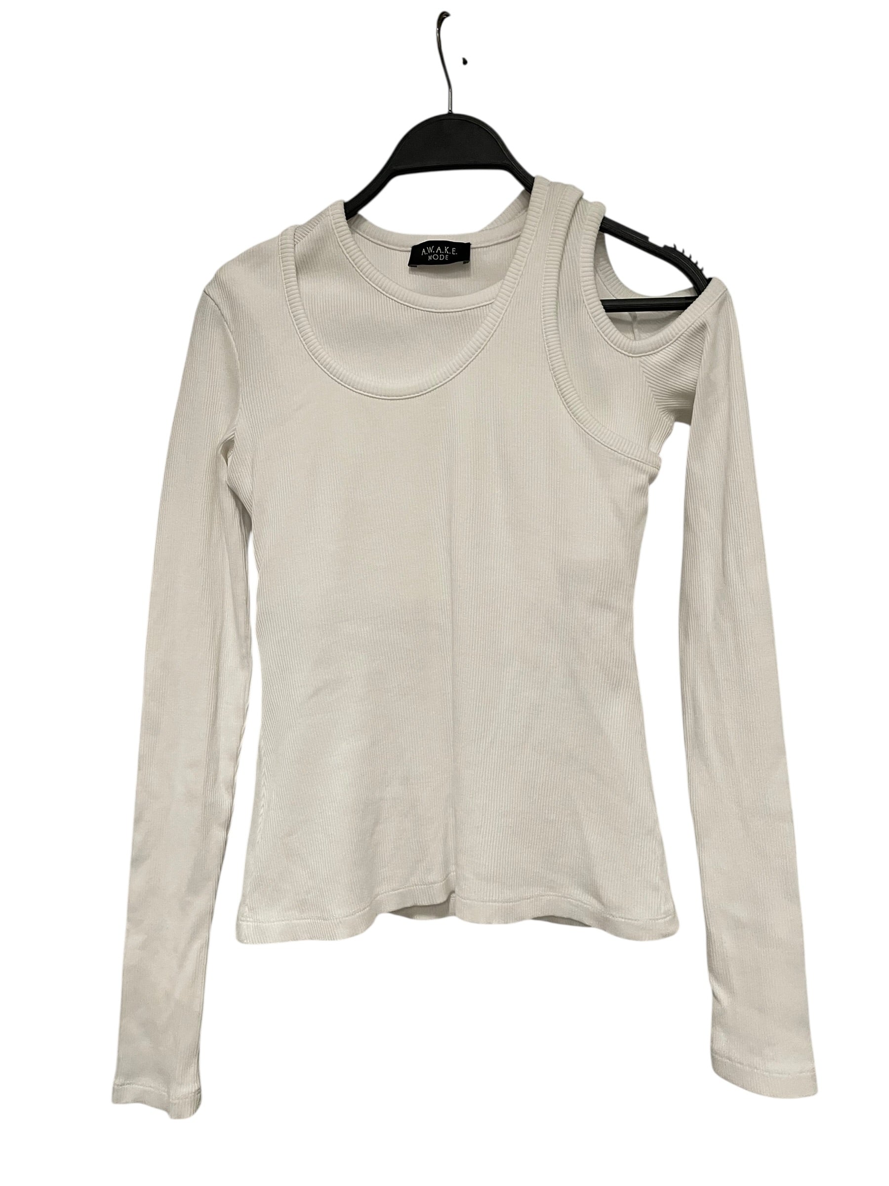 AWAKEMODE/LS T-Shirt/XS/Cotton/WHT/DOUBLE TOP view 1