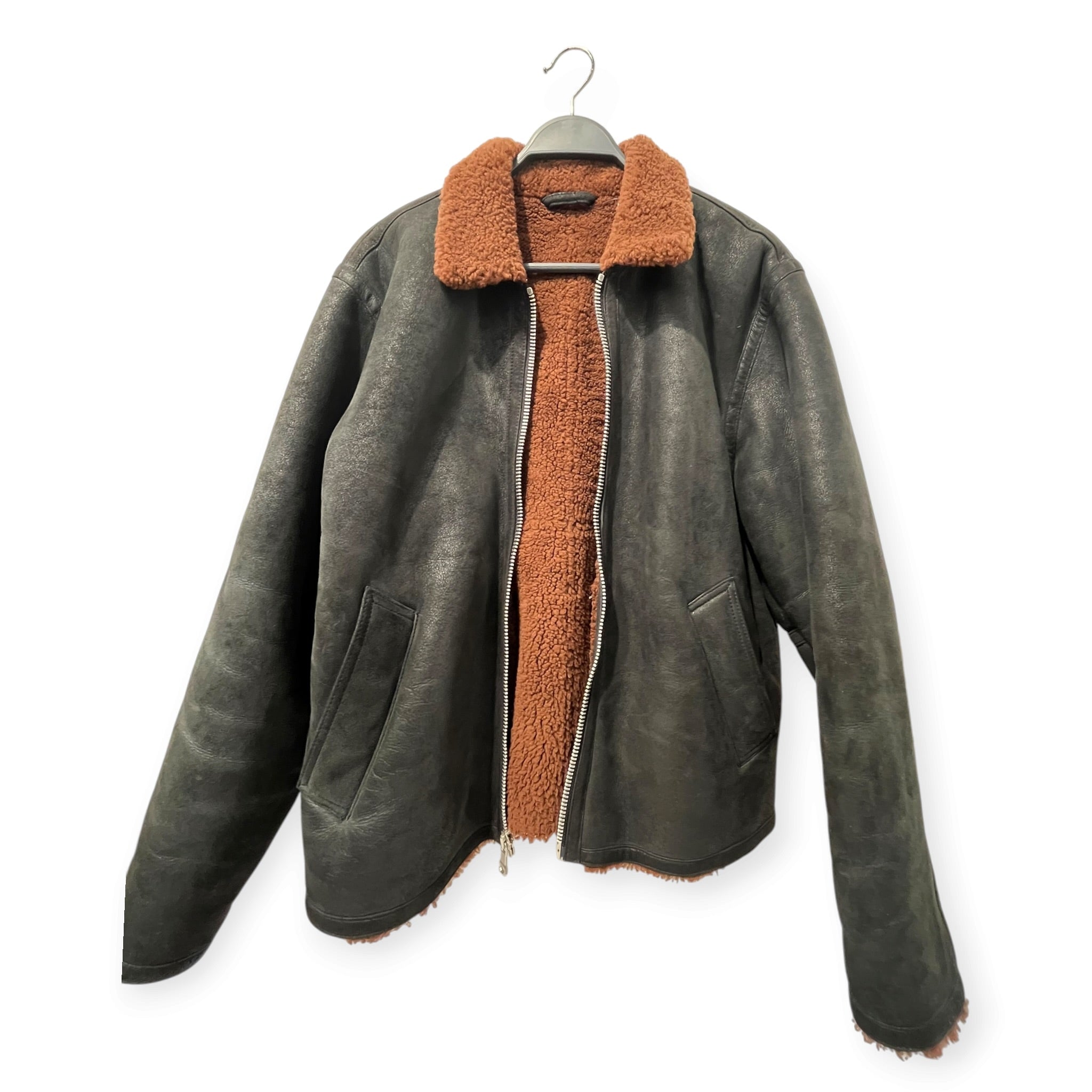 STUSSY/Leather Jkt/M/Leather/BLK/BROWN SHEARLING ZIP UP view 2