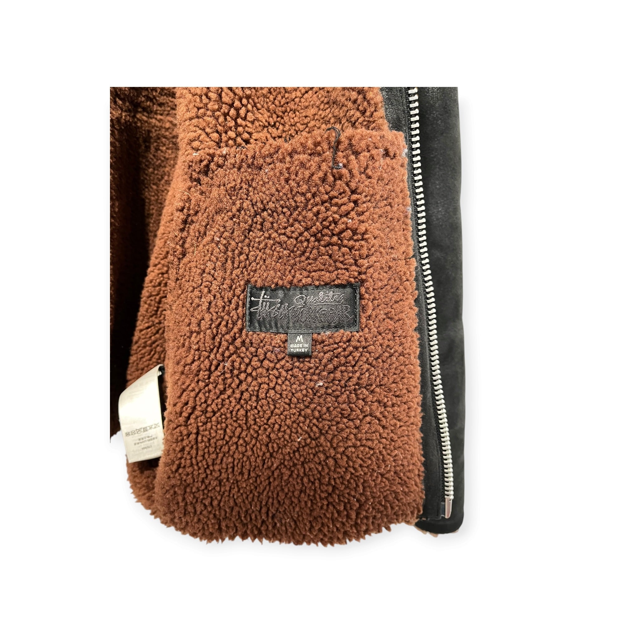 STUSSY/Leather Jkt/M/Leather/BLK/BROWN SHEARLING ZIP UP view 4