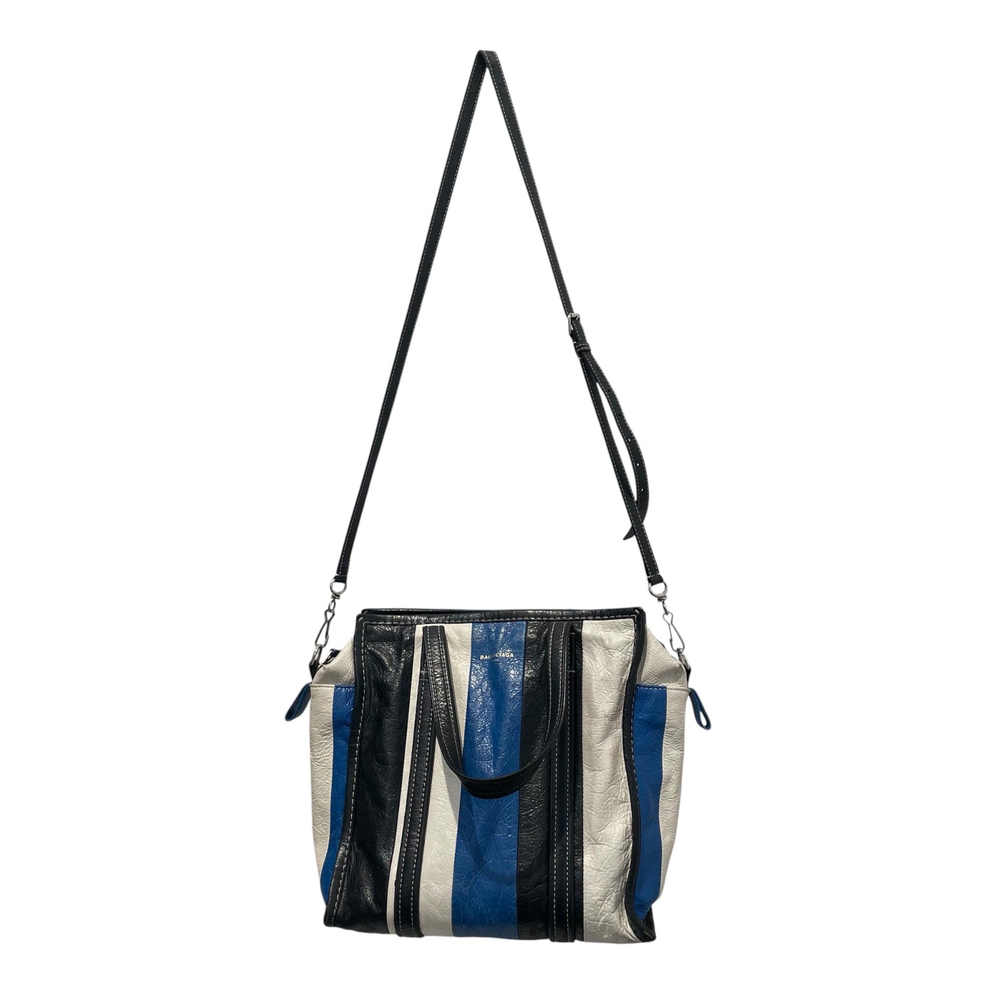 BALENCIAGA/Tote Bag/Stripe/Leather/BLU/BAZAR SHOPPER TOTE view 1