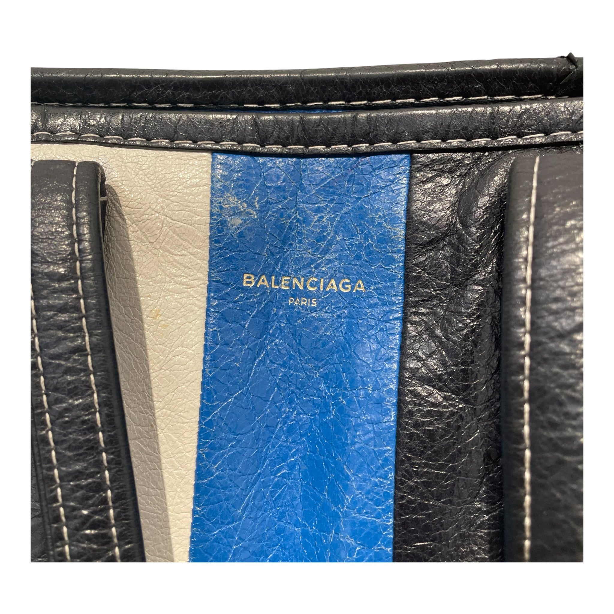 BALENCIAGA/Tote Bag/Stripe/Leather/BLU/BAZAR SHOPPER TOTE view 3