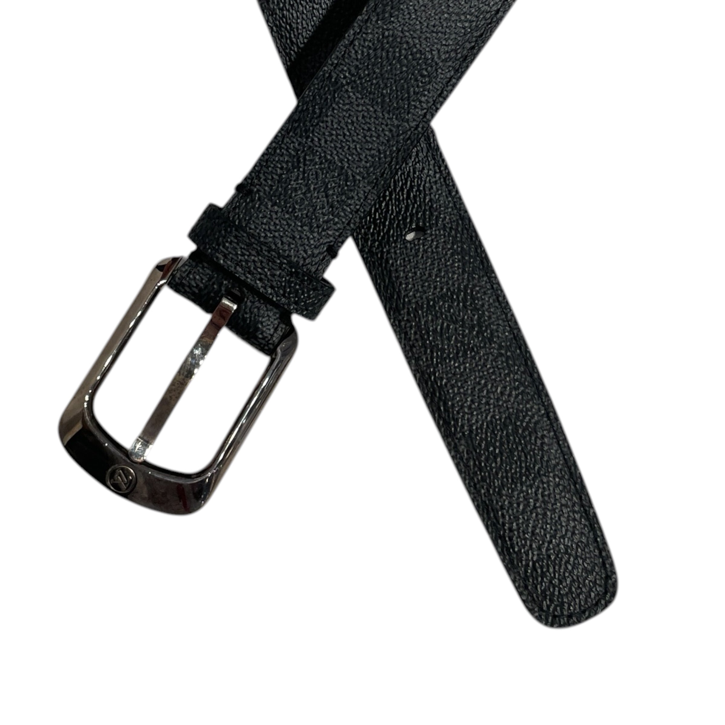 LOUIS VUITTON/Belt/Gingham Check/Leather/BLK/40/M6821 view 2