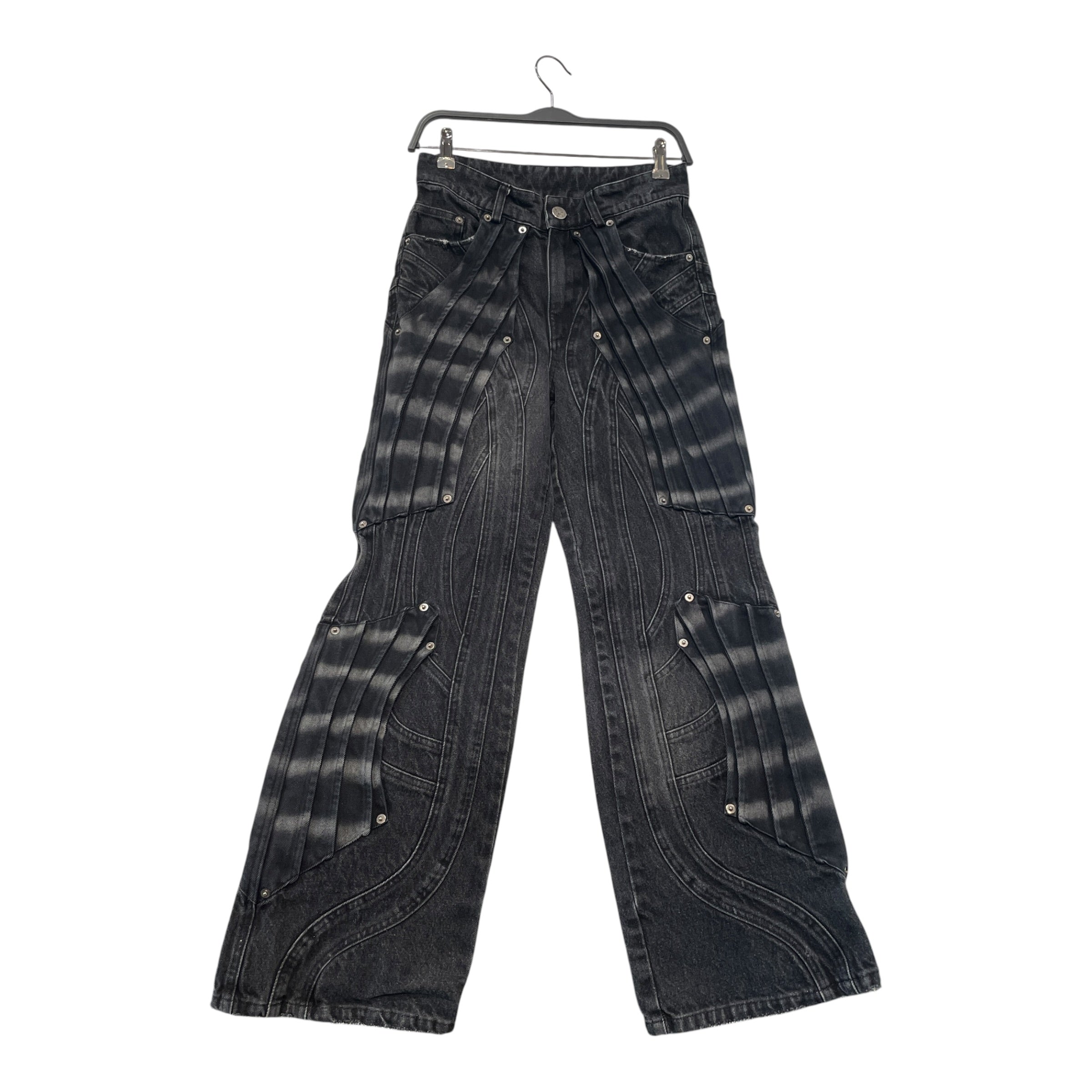 BAD SON/Straight Pants/XS/Cotton/BLK/All Over Print/ view 1