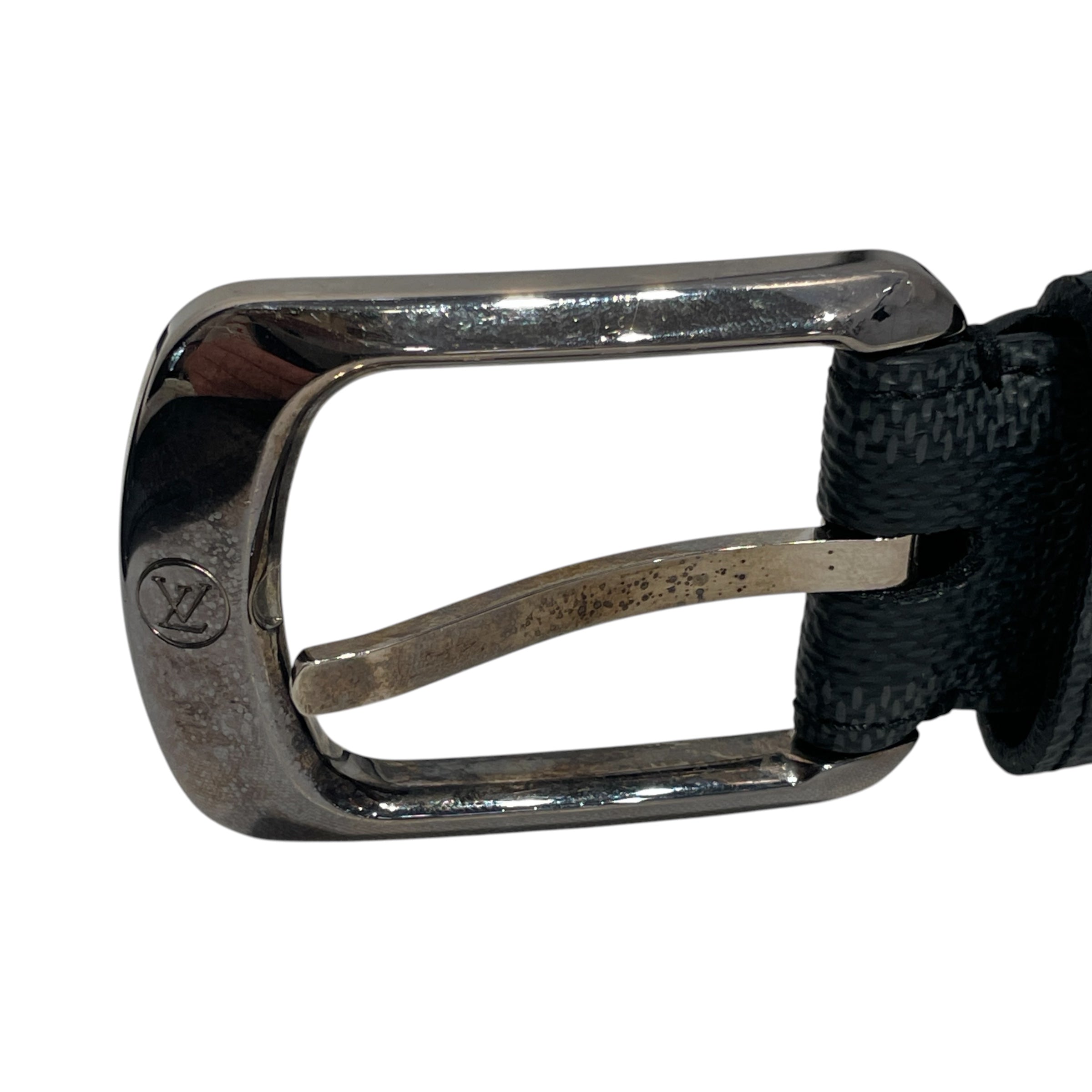 LOUIS VUITTON/Belt/Gingham Check/Leather/BLK/40/M6821 view 3