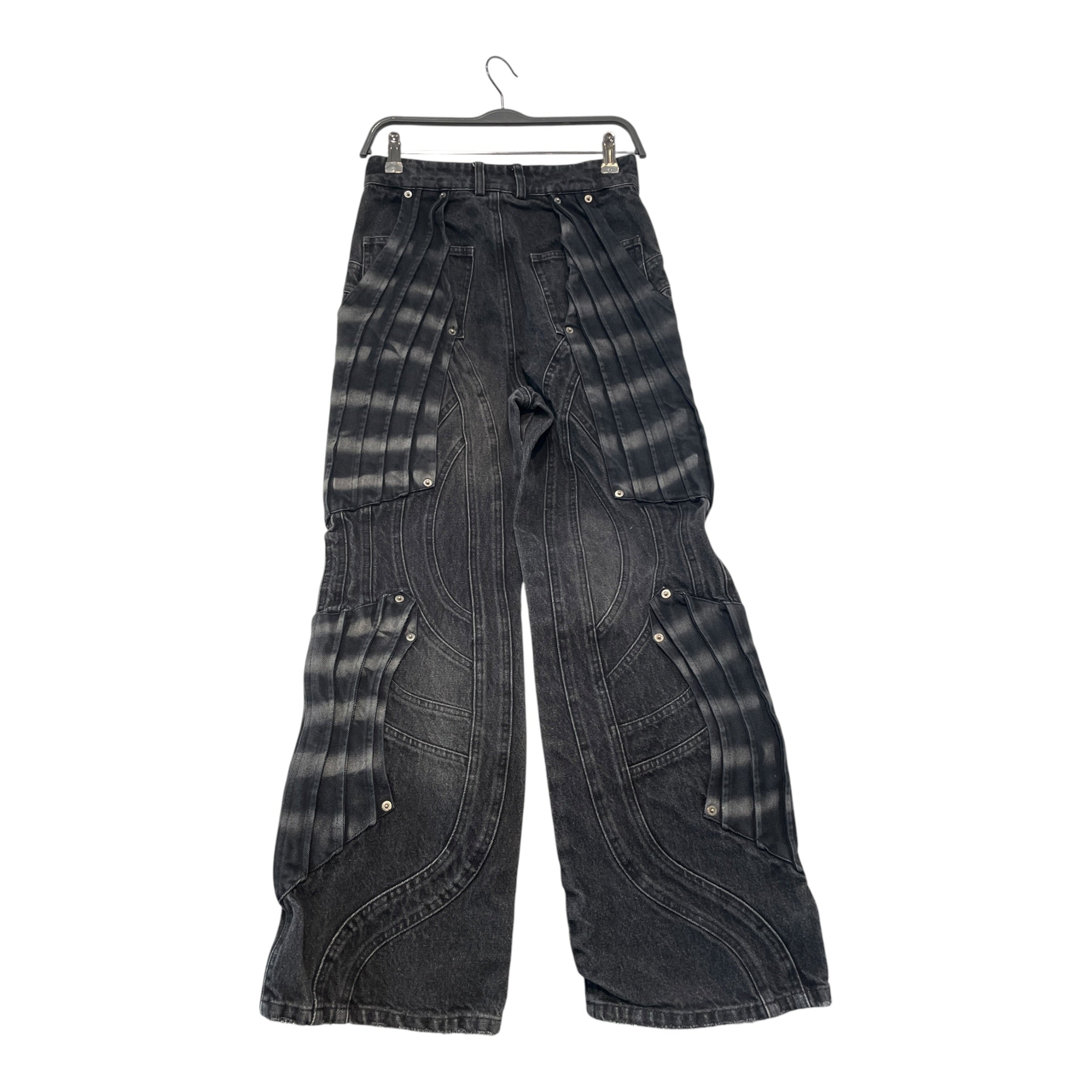 BAD SON/Straight Pants/XS/Cotton/BLK/All Over Print/ view 2