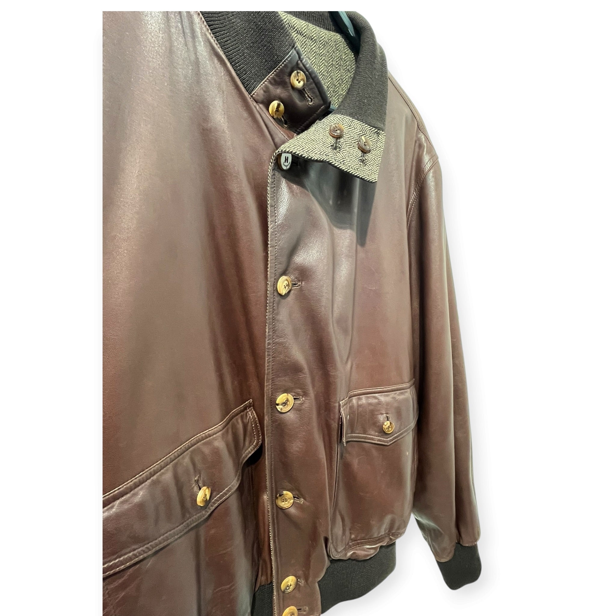 Salvatore Ferragamo/Leather Jkt/52/Leather/BRW/Single Breasted/REVERSIBLE CASHMERE BUTTONS view 2
