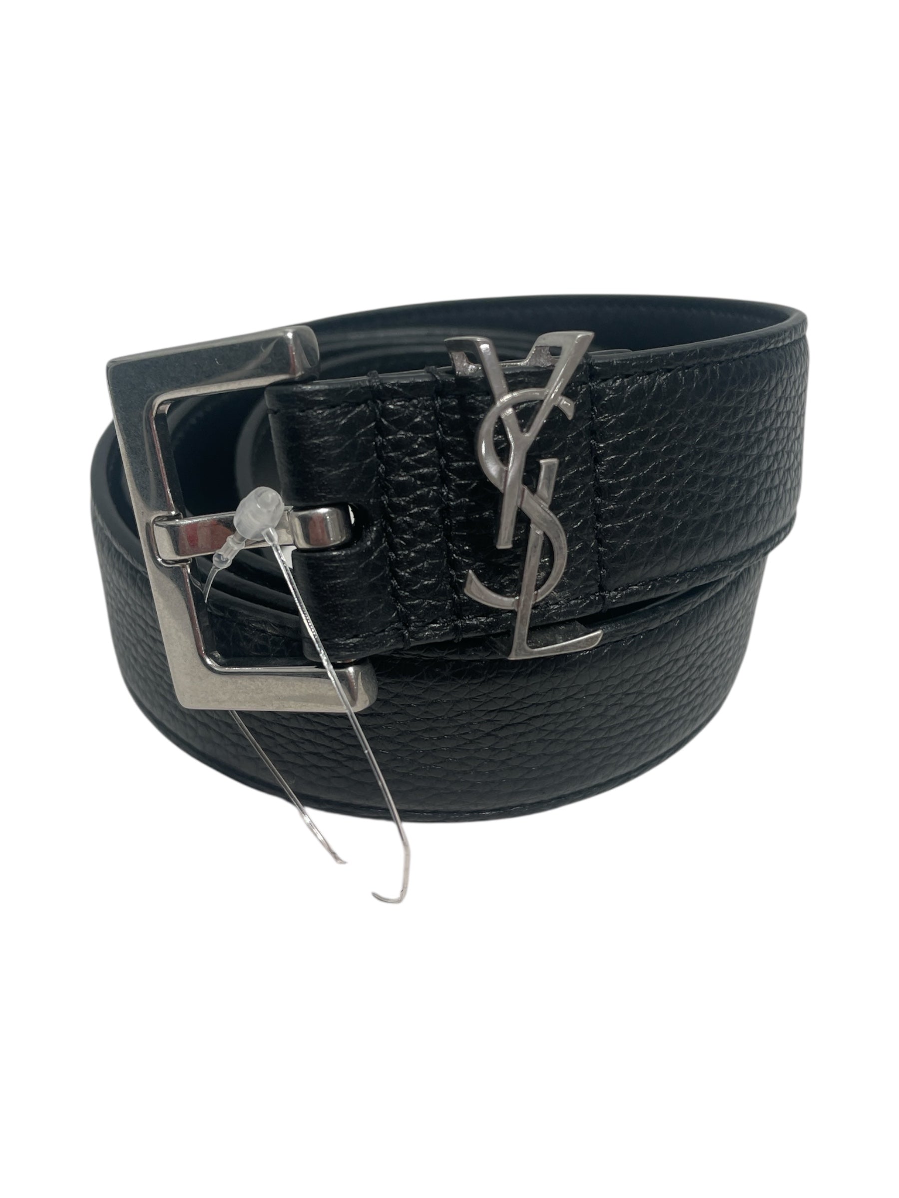 SAINT LAURENT/Belt/Leather/BLK/75CM SILVER view 1