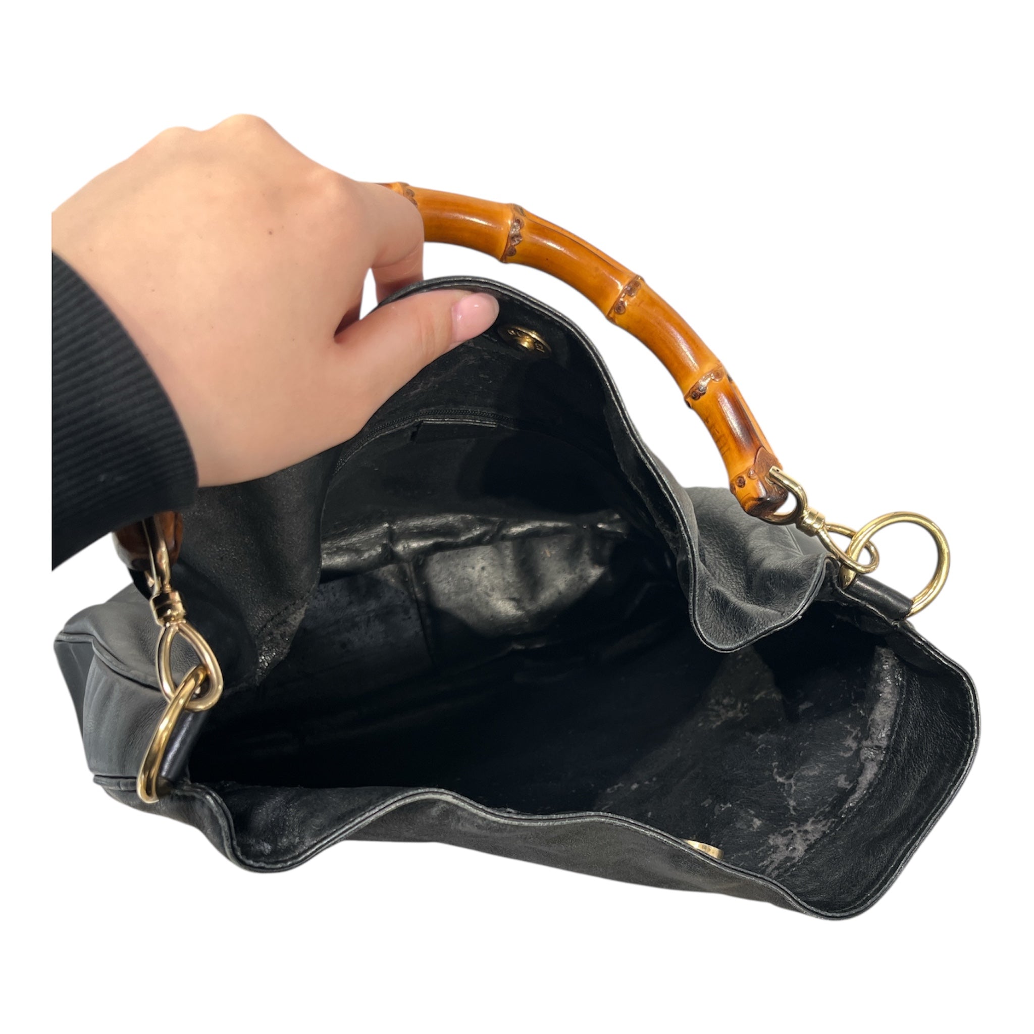 GUCCI/Tote Bag/Leather/BLK/BAMBOO HANDLE view 4