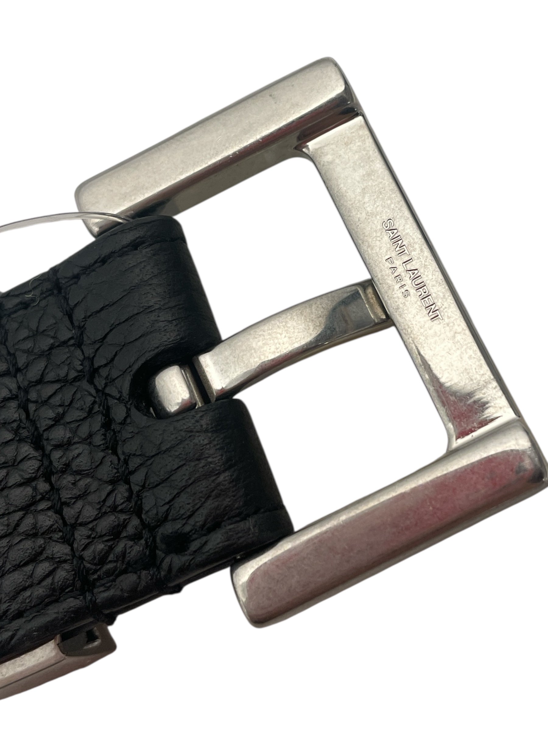 SAINT LAURENT/Belt/Leather/BLK/75CM SILVER view 3
