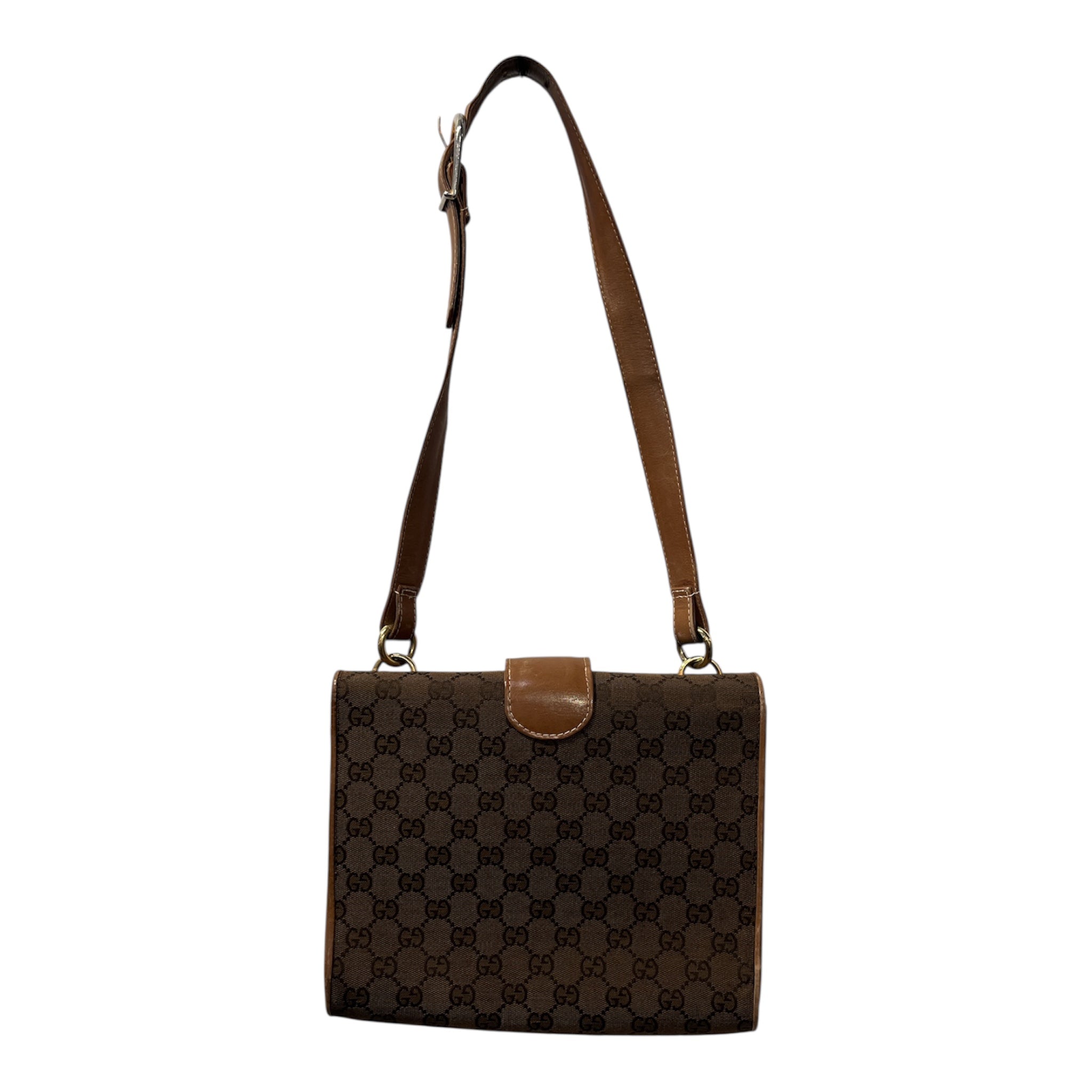 GUCCI/Cross Body Bag/Monogram/Cotton/BRW/GOLD DOUBLE G view 2