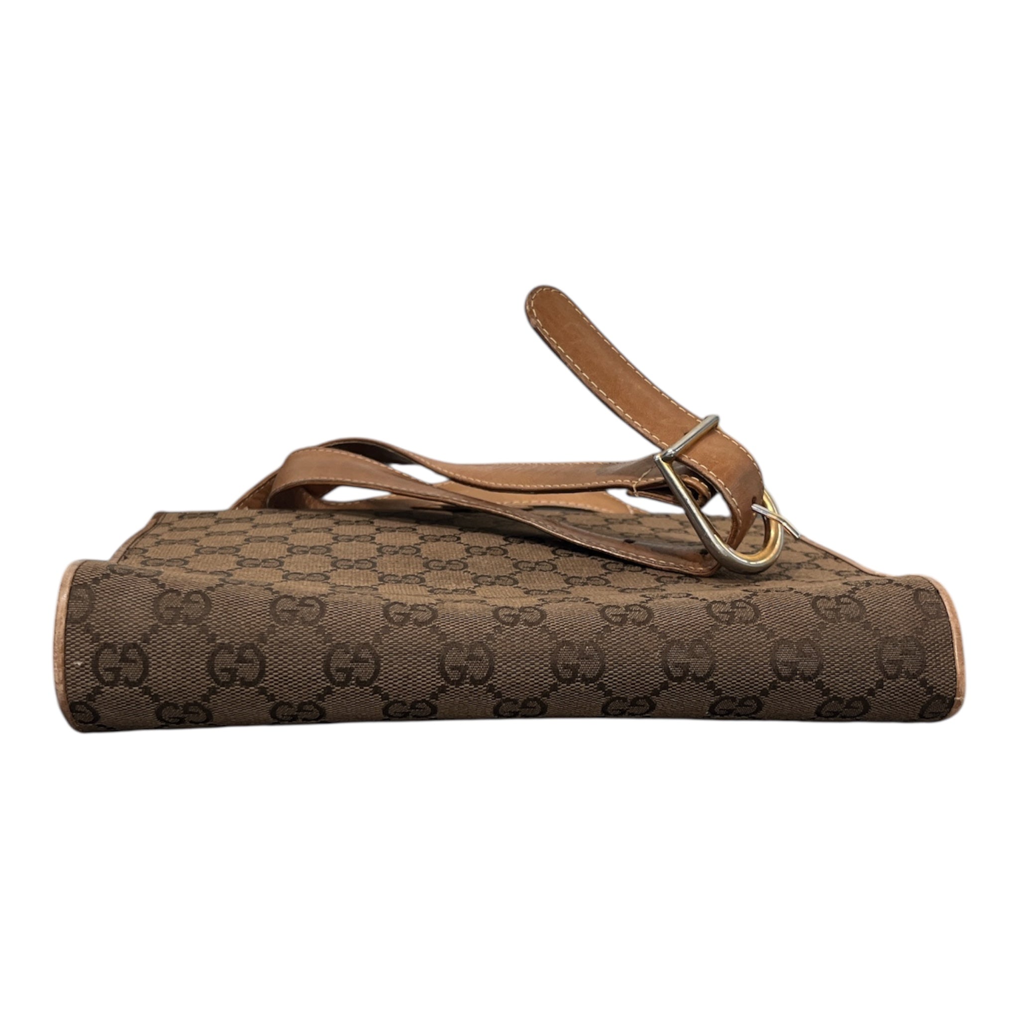 GUCCI/Cross Body Bag/Monogram/Cotton/BRW/GOLD DOUBLE G view 3