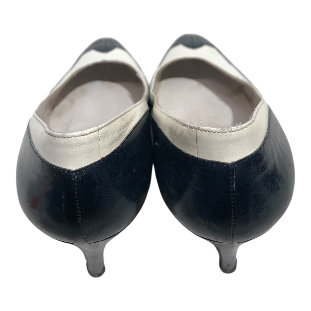 YVES SAINT LAURENT/Heels/US 7.5/Leather/WHT/Vintage white/navy two tone view 4