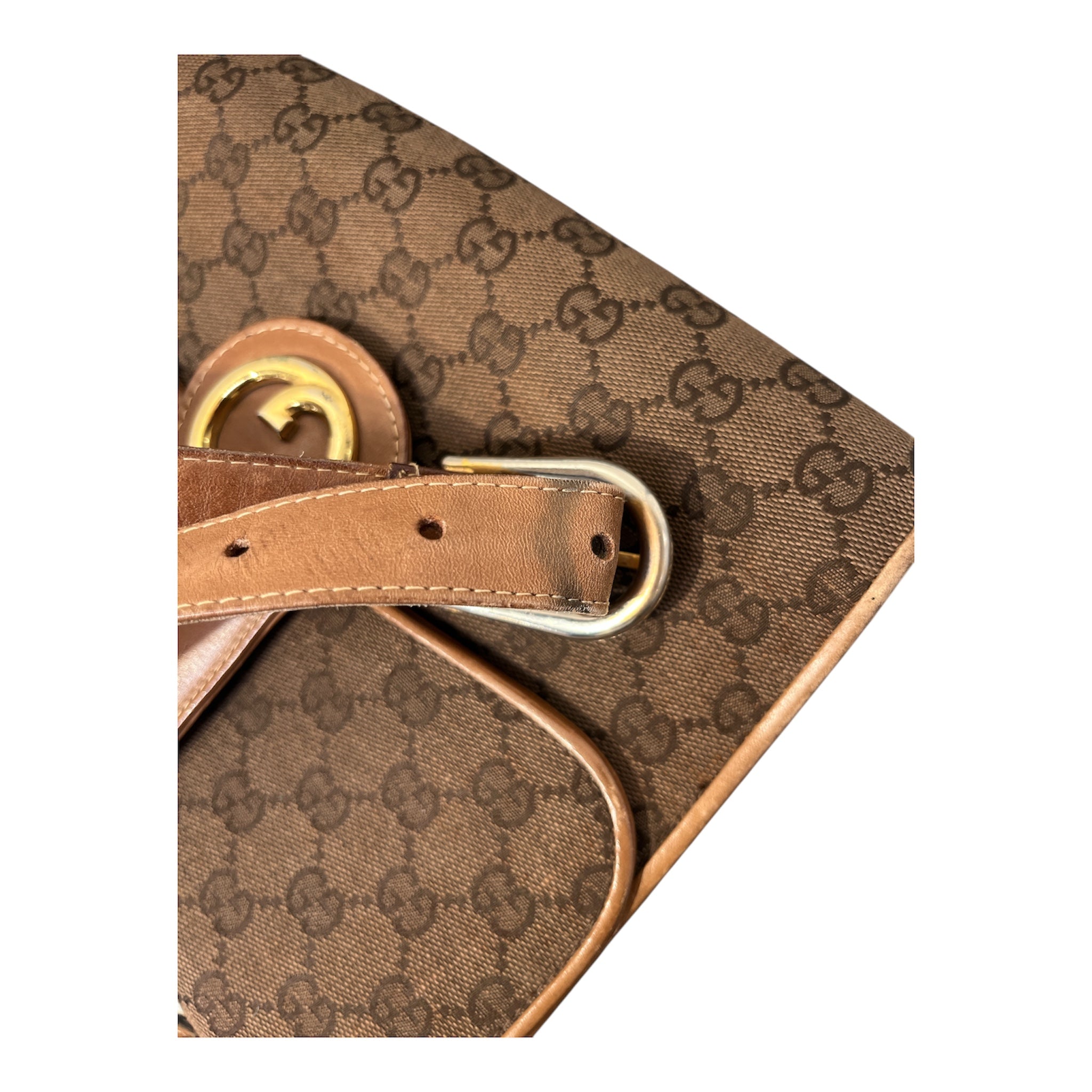 GUCCI/Cross Body Bag/Monogram/Cotton/BRW/GOLD DOUBLE G view 6