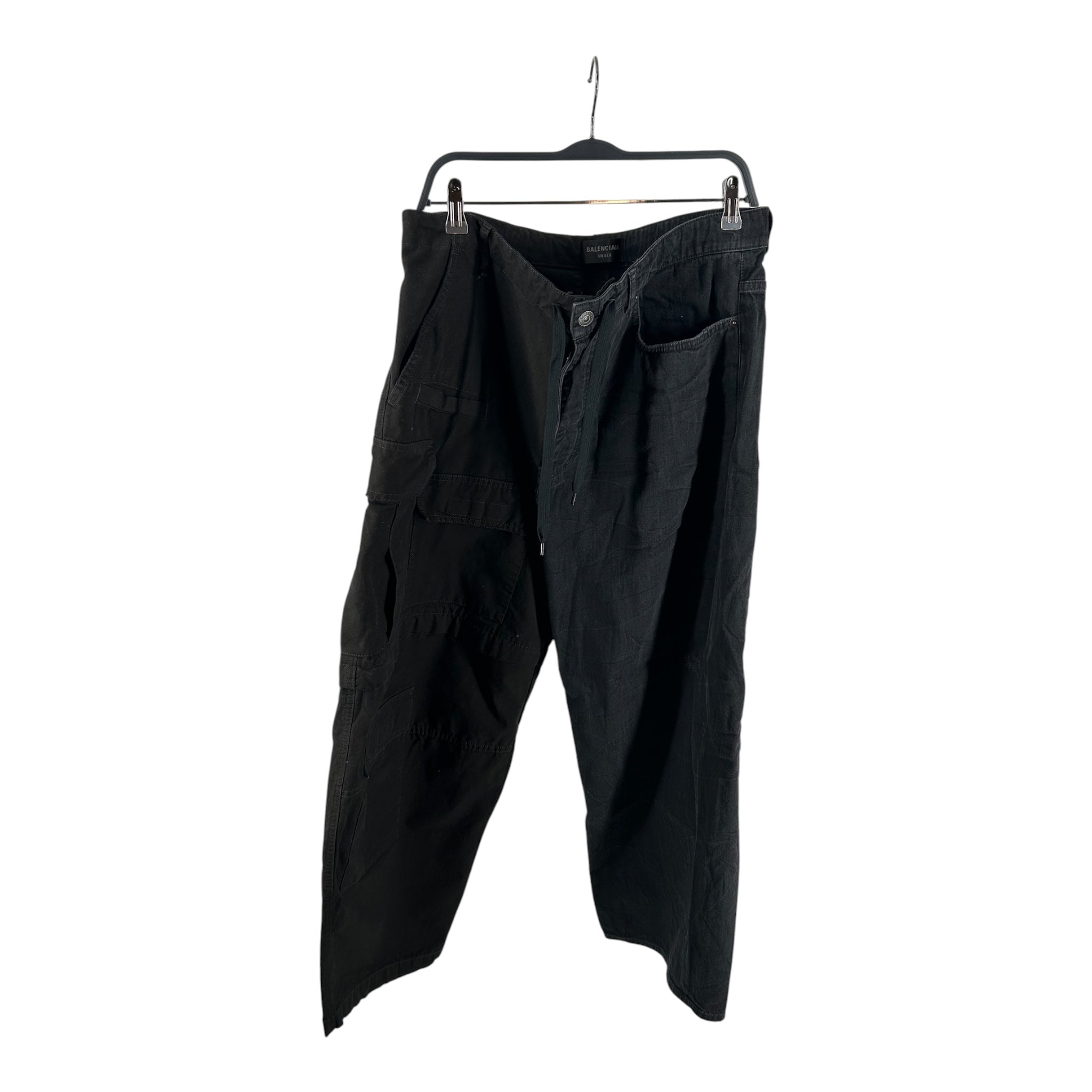 BALENCIAGA/Cargo Pants/S/Cotton/BLK/drawstring cargo view 1