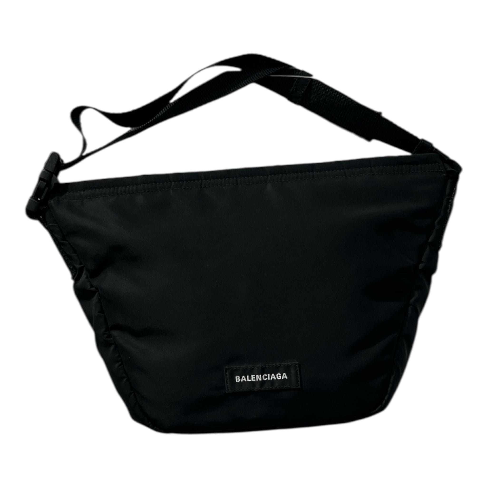BALENCIAGA/Cross Body Bag/Nylon/BLK/TRAPEZOID, ORANGE INSIDE view 1