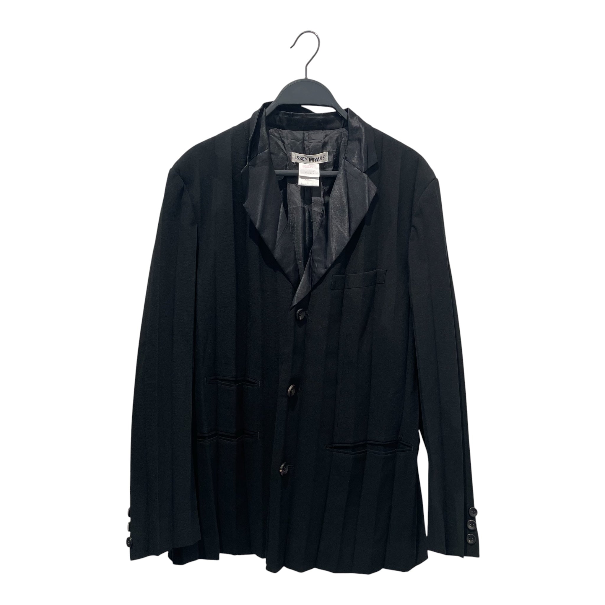 ISSEY MIYAKE/Tailored Jkt/L/Polyester/BLK/SILKY COLLAR, PANELED JKT view 1