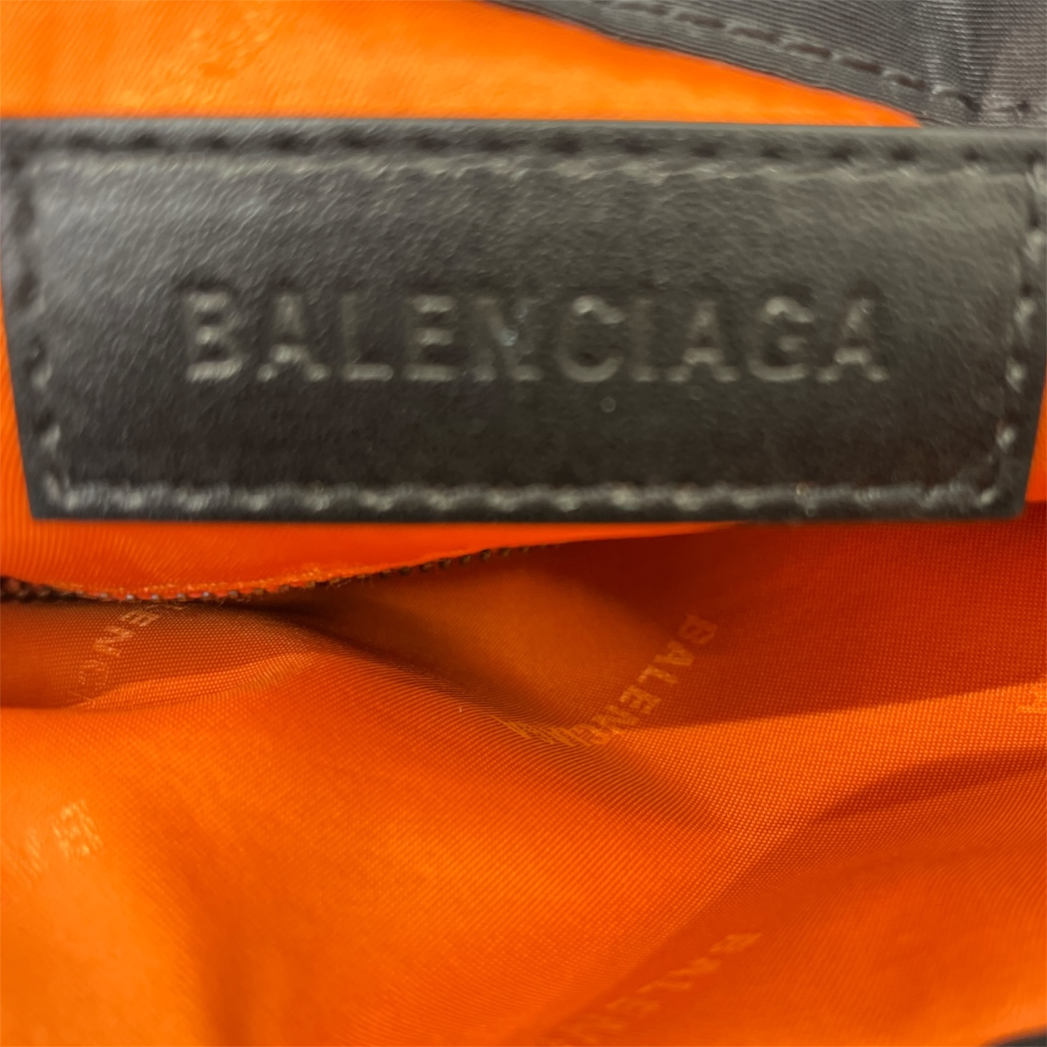 BALENCIAGA/Cross Body Bag/Nylon/BLK/TRAPEZOID, ORANGE INSIDE view 5