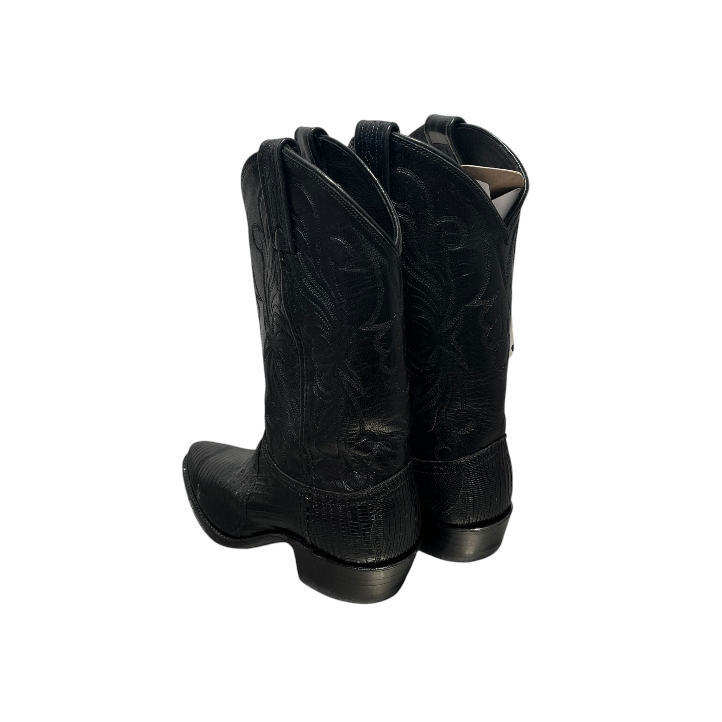DAN POST BOOTS/Vintage/Western Boots/US 5.5/Graphic/Leather/BLK/Patent/BLK on BLK Teju Lizard Boots view 2