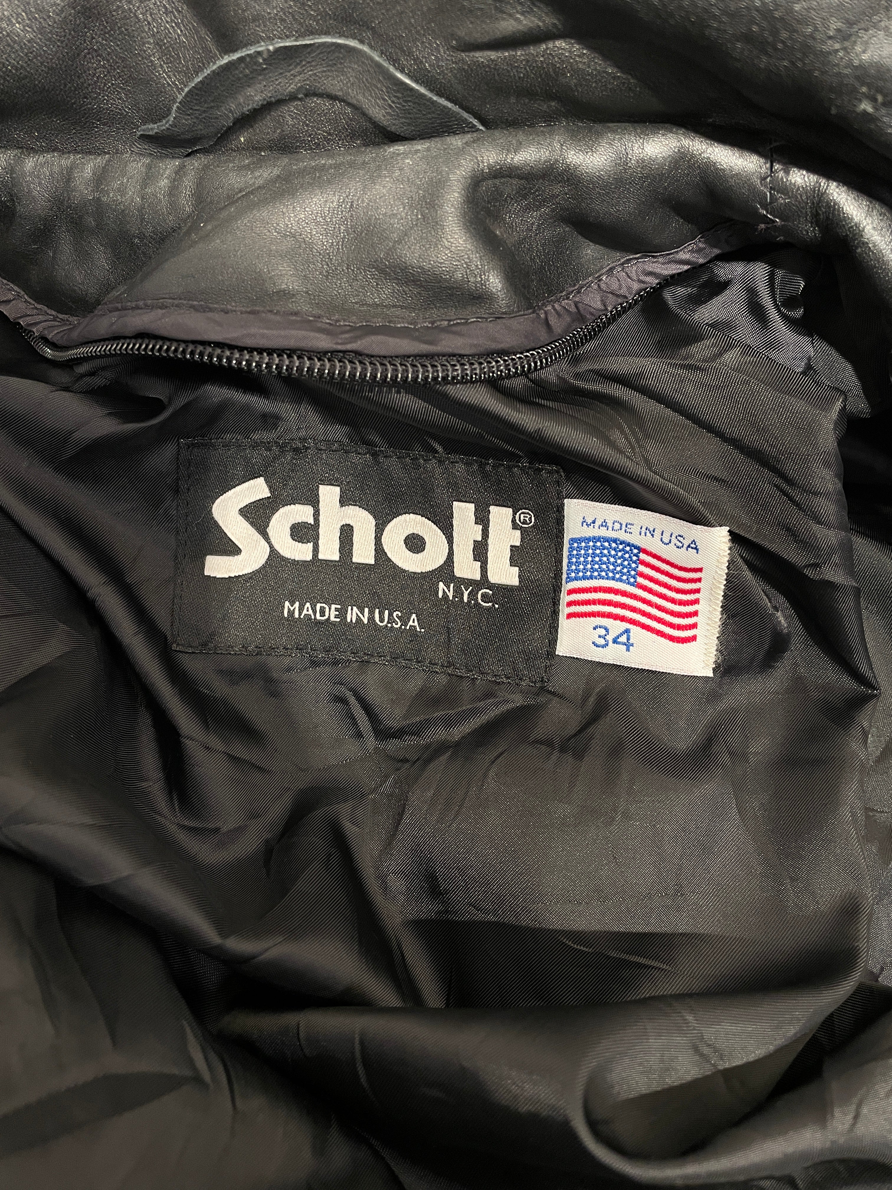 Schott/Leather Jkt/S/Leather/BLK/Right Zip Pocket Leather JKT view 3