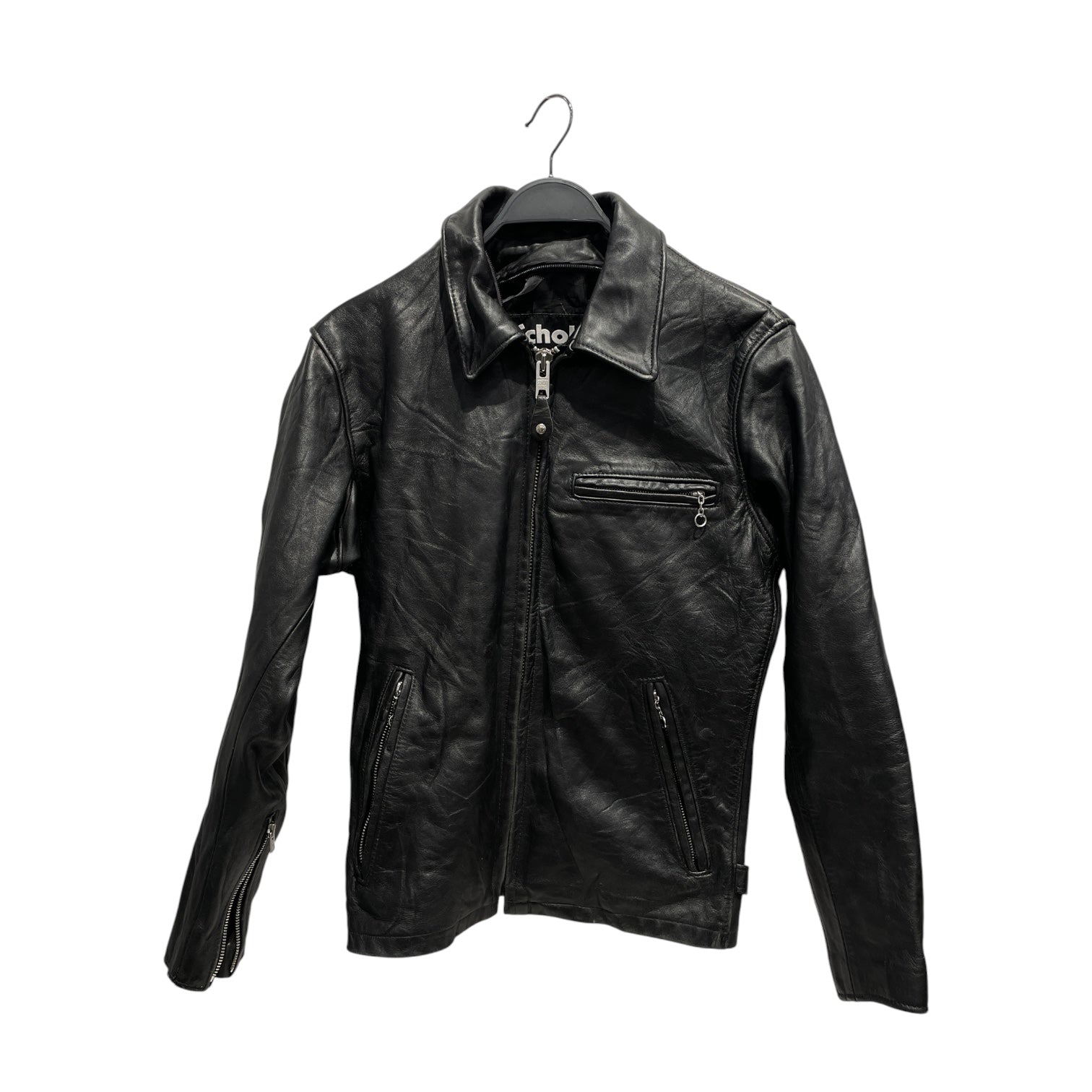 Schott/Leather Jkt/S/Leather/BLK/Right Zip Pocket Leather JKT view 1