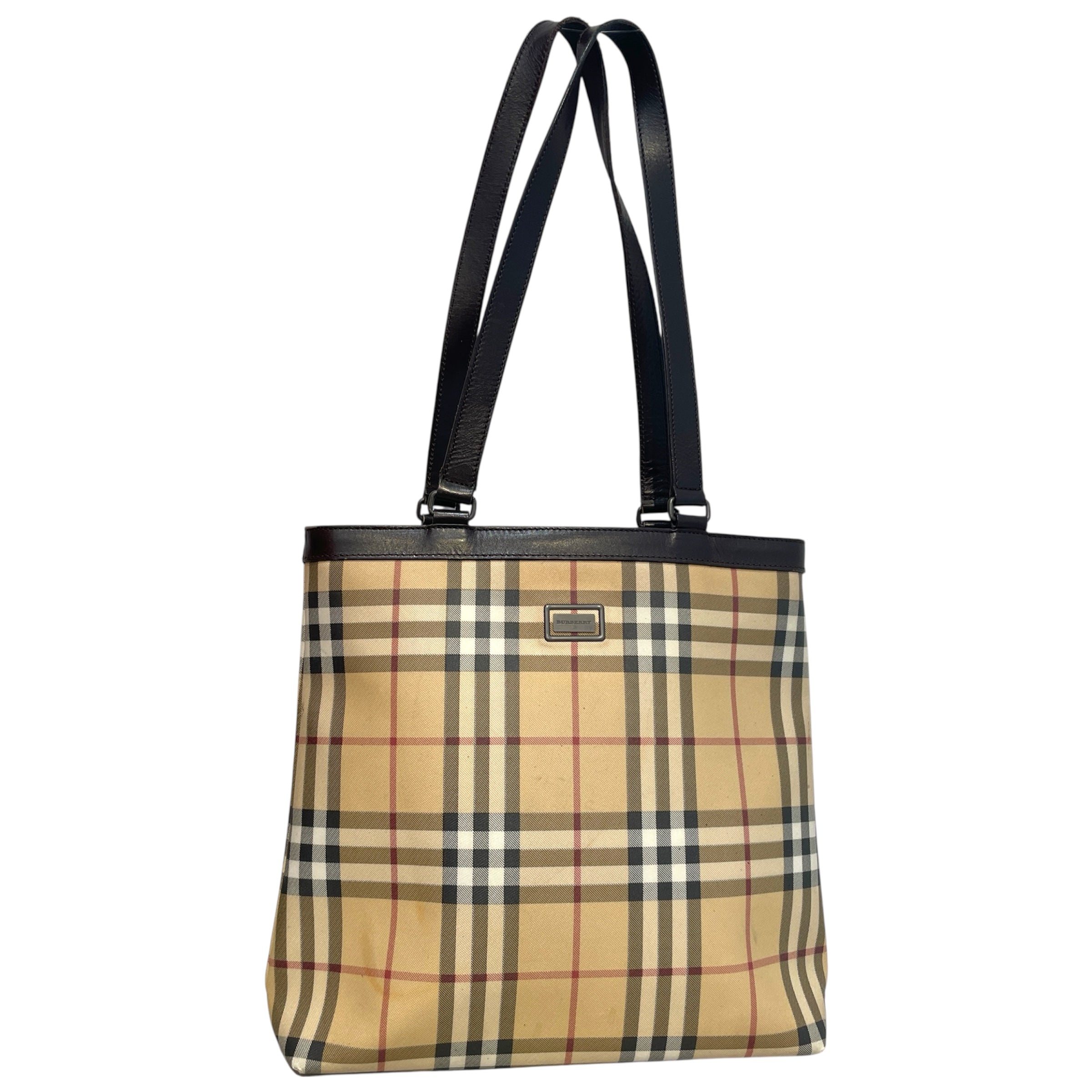 BURBERRY LONDON/Tote Bag/Plaid/Leather/CRM/Nova Check PVC Tote Bag view 1