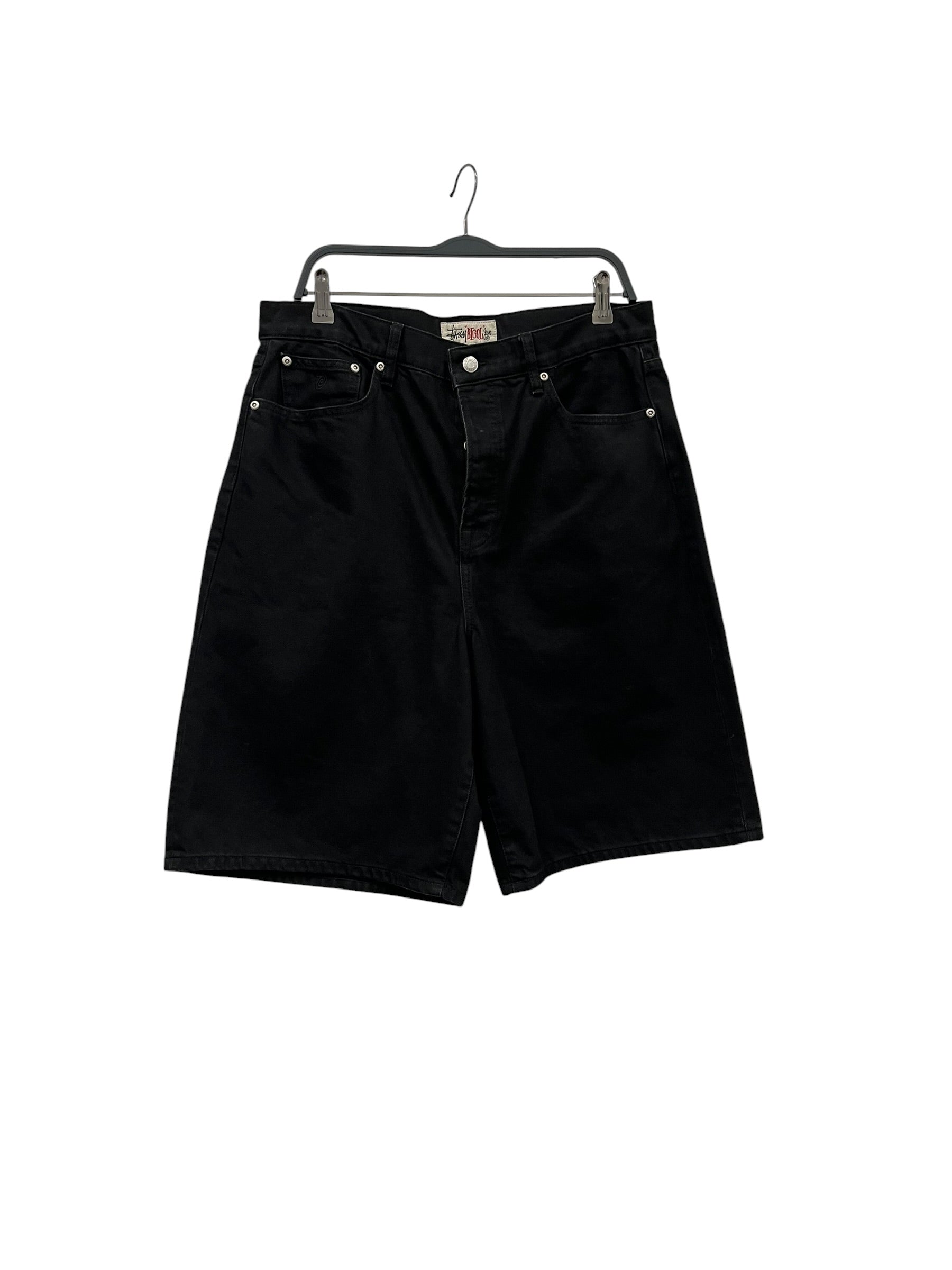 STUSSY/Shorts/32/Cotton/BLK/BAGGY BLK JEAN SHORTS view 1