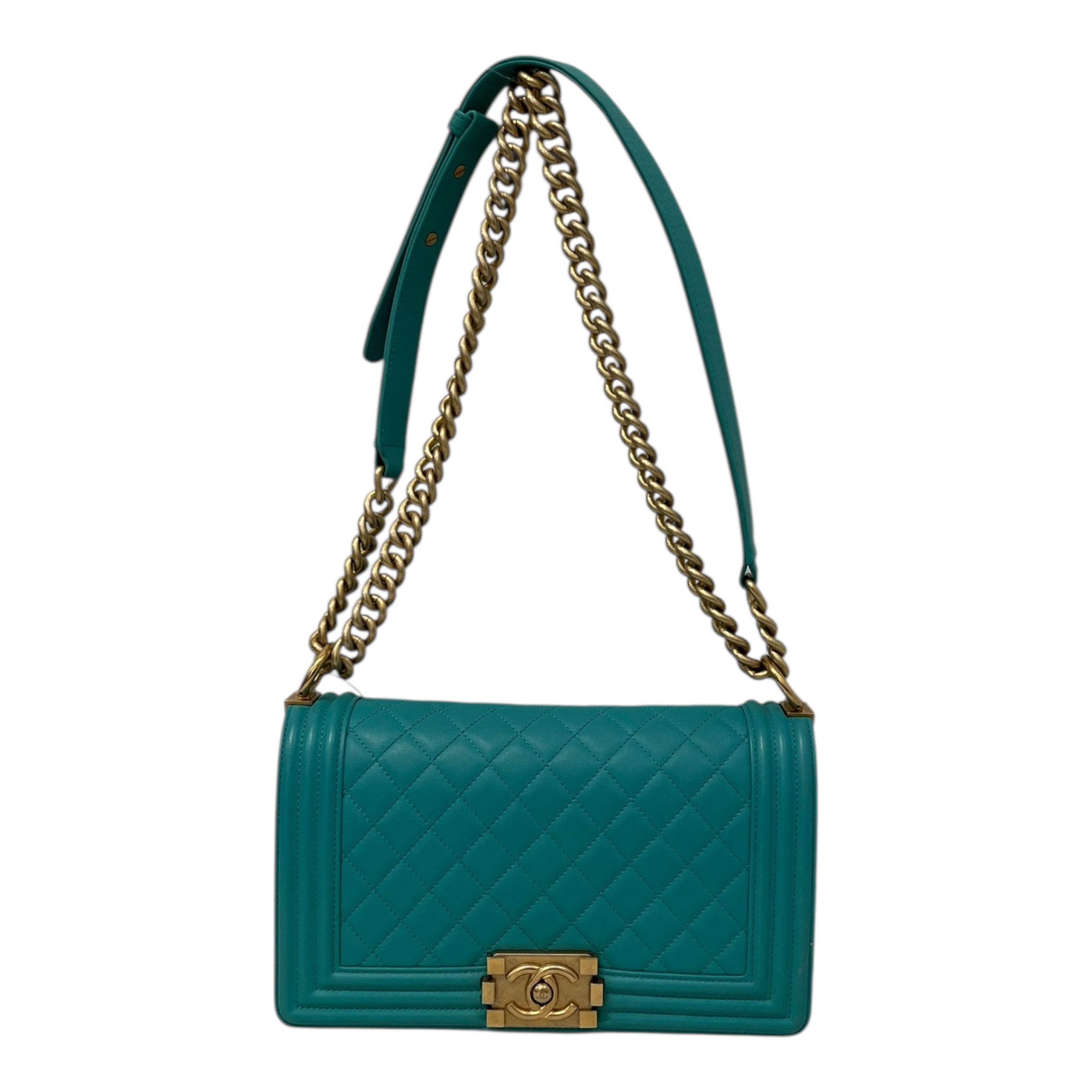 CHANEL/Cross Body Bag/Leather/BLU/QUILTED BOY FLAT BAG view 1