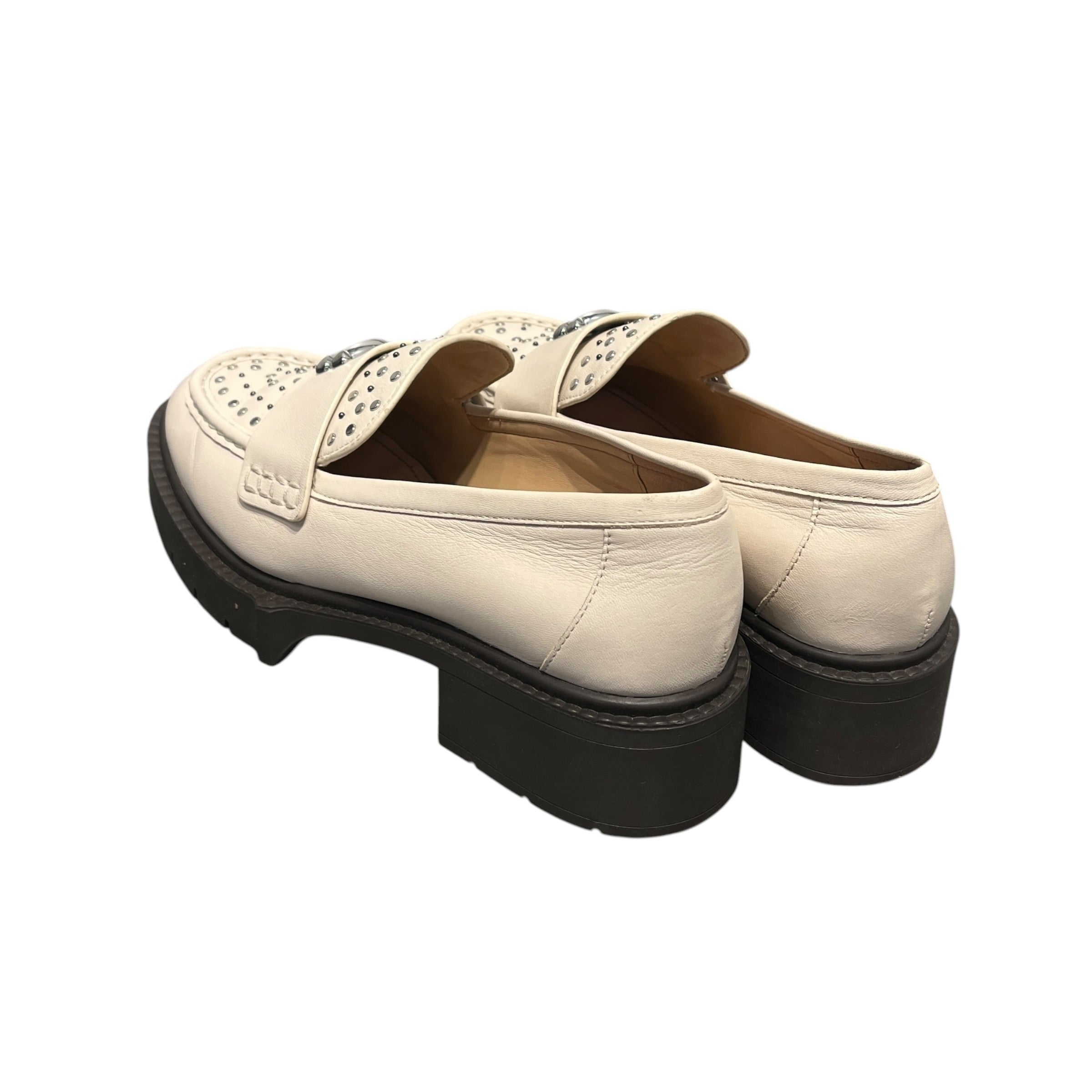 COACH/Loafers/US 7.5/Leather/WHT/SILVER STUDS view 2