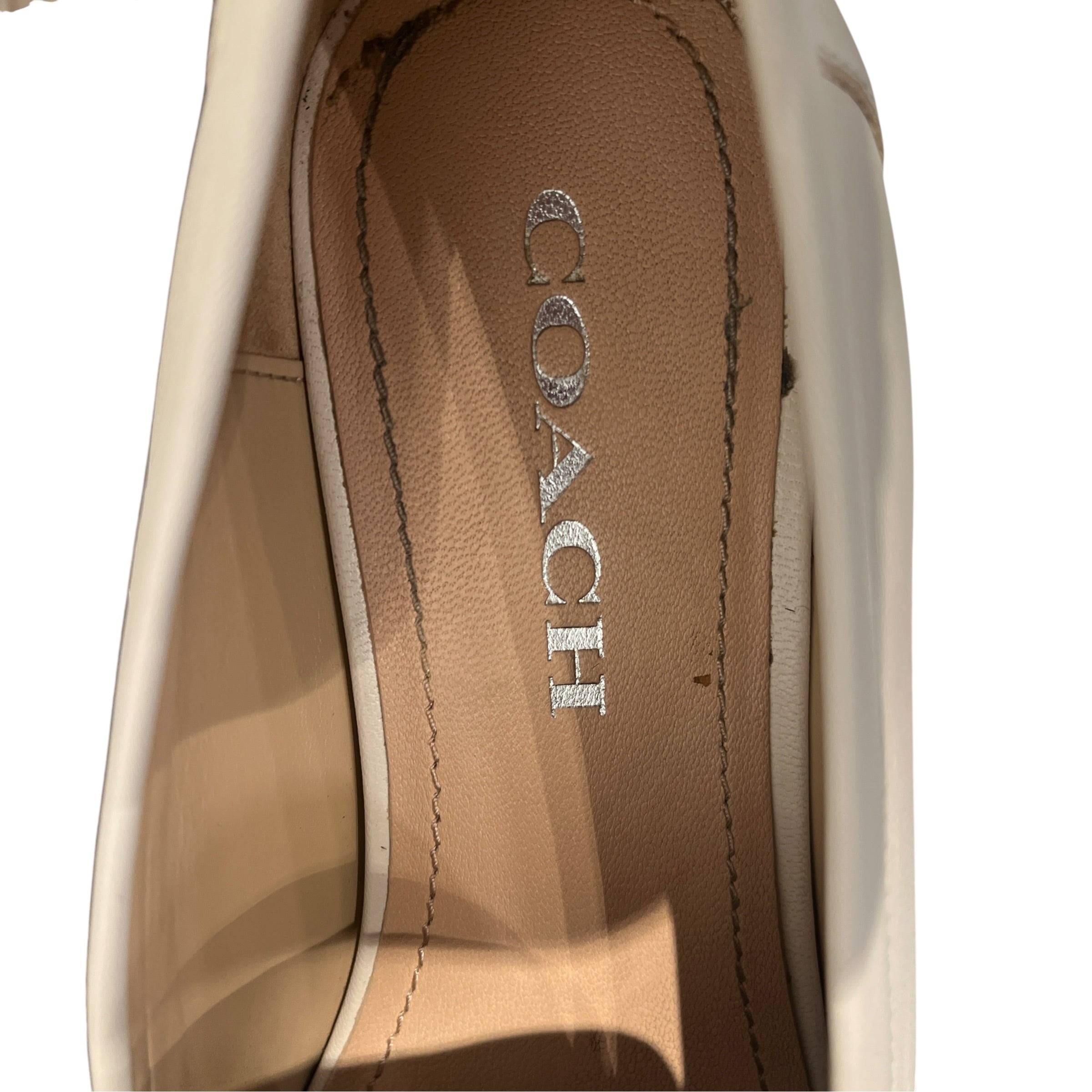 COACH/Loafers/US 7.5/Leather/WHT/SILVER STUDS view 3
