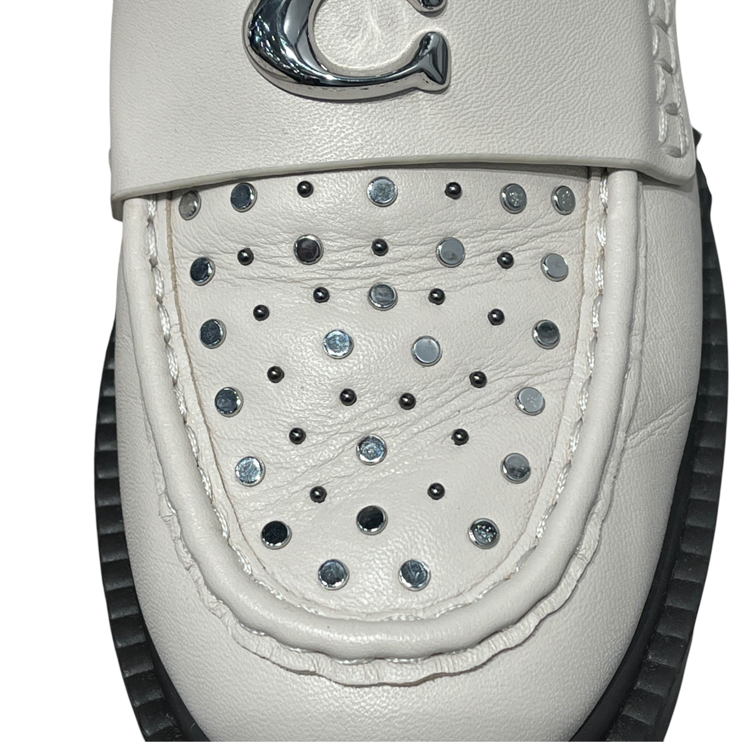 COACH/Loafers/US 7.5/Leather/WHT/SILVER STUDS view 4