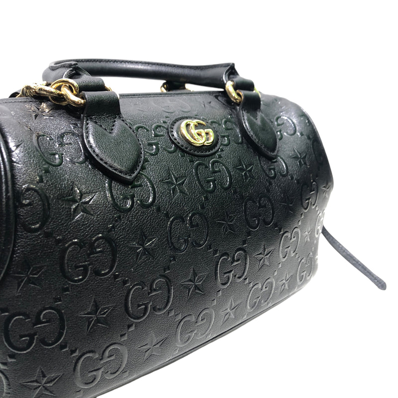 GUCCI/Cross Body Bag/Monogram/Leather/BLK/GG EMBOSSED STAR HANDLE BAG