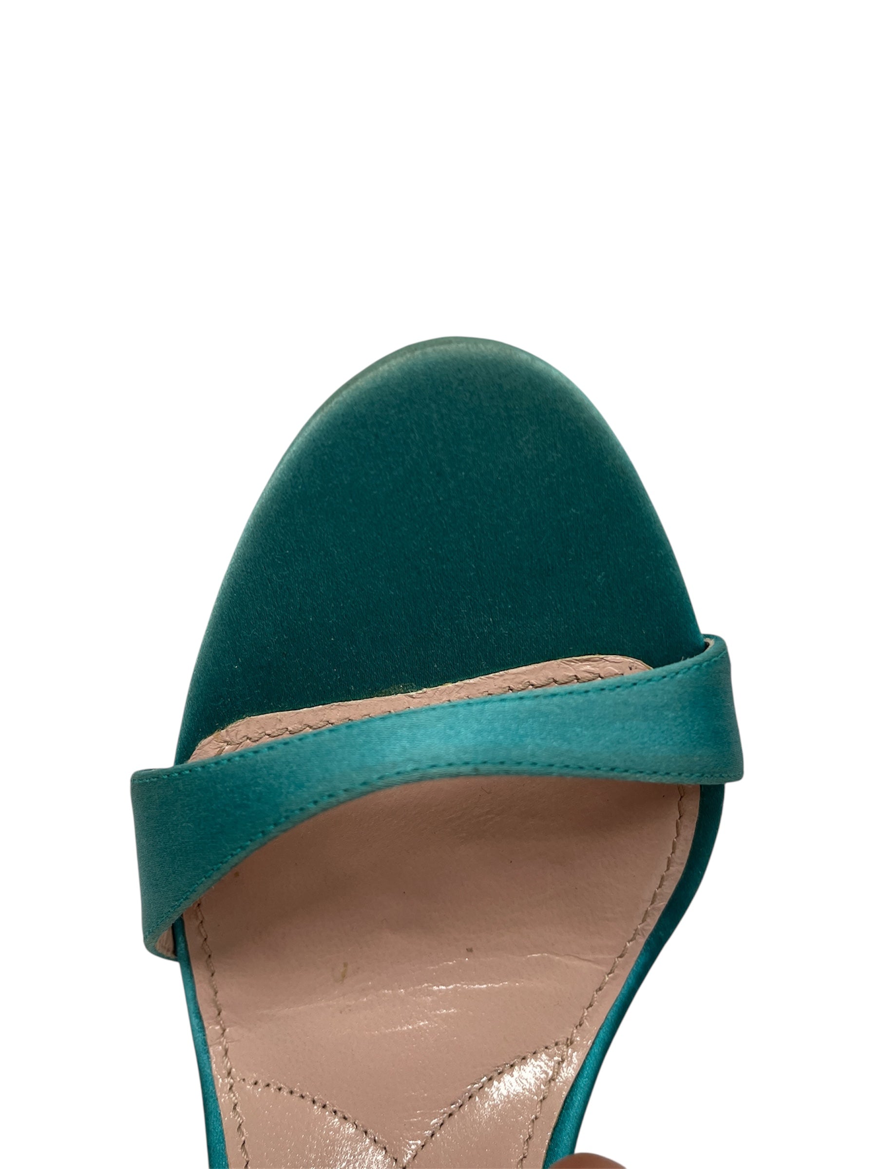 MIU MIU/Heels/EU 37/Silk/BLU/OPEN TOE SILK WT ANKLE STRAP view 4