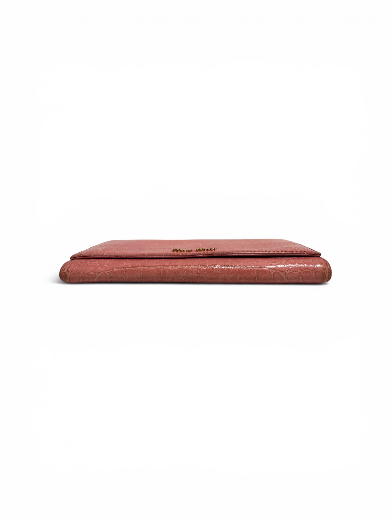 MIU MIU/Long Wallet/Animal Pattern/Leather/PNK/PINK FAUX ALIGATOR view 3