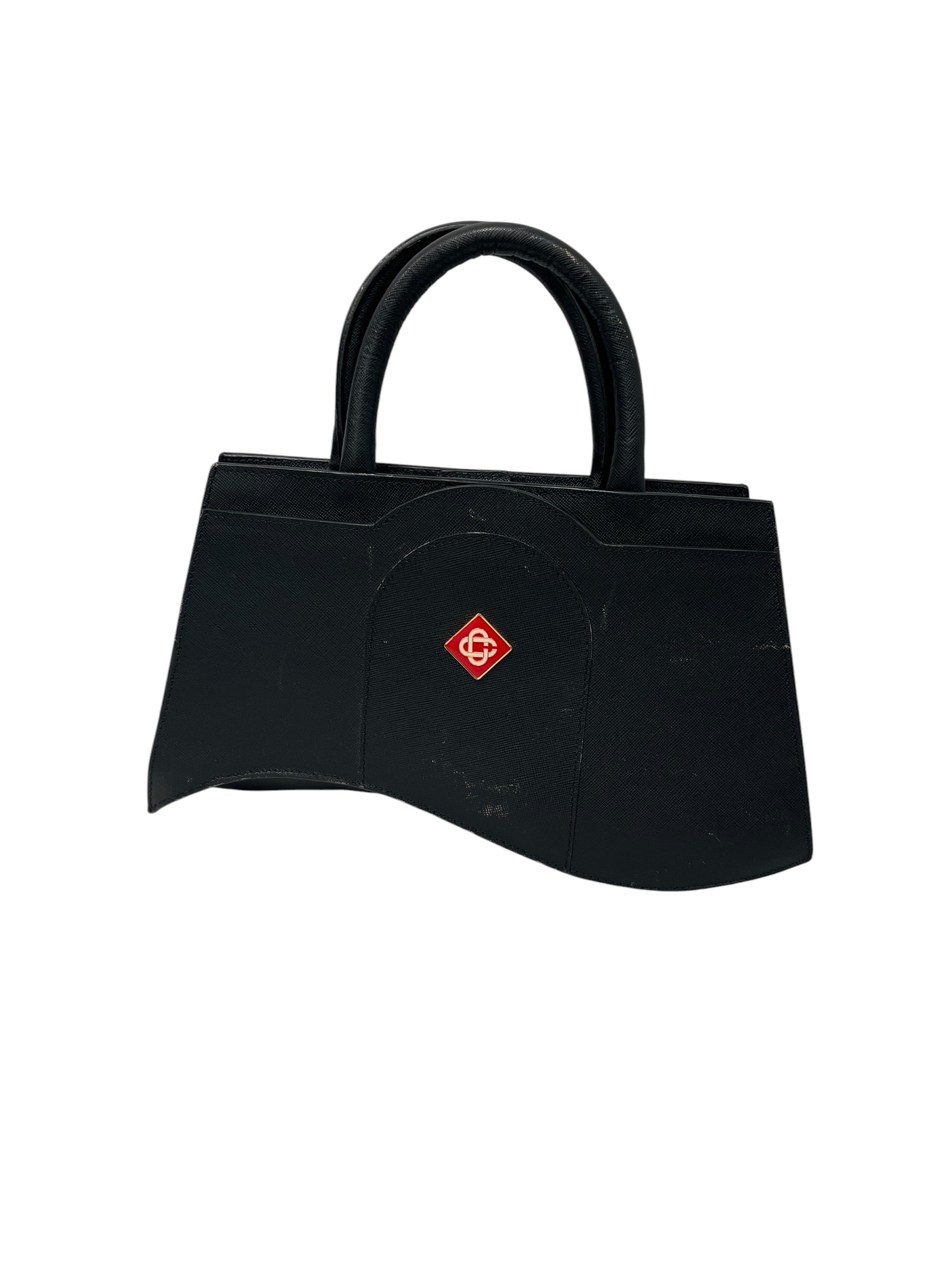 CASABLANCA/Hand Bag/Leather/BLK/WAVY SHAPE, RED LOGO view 1