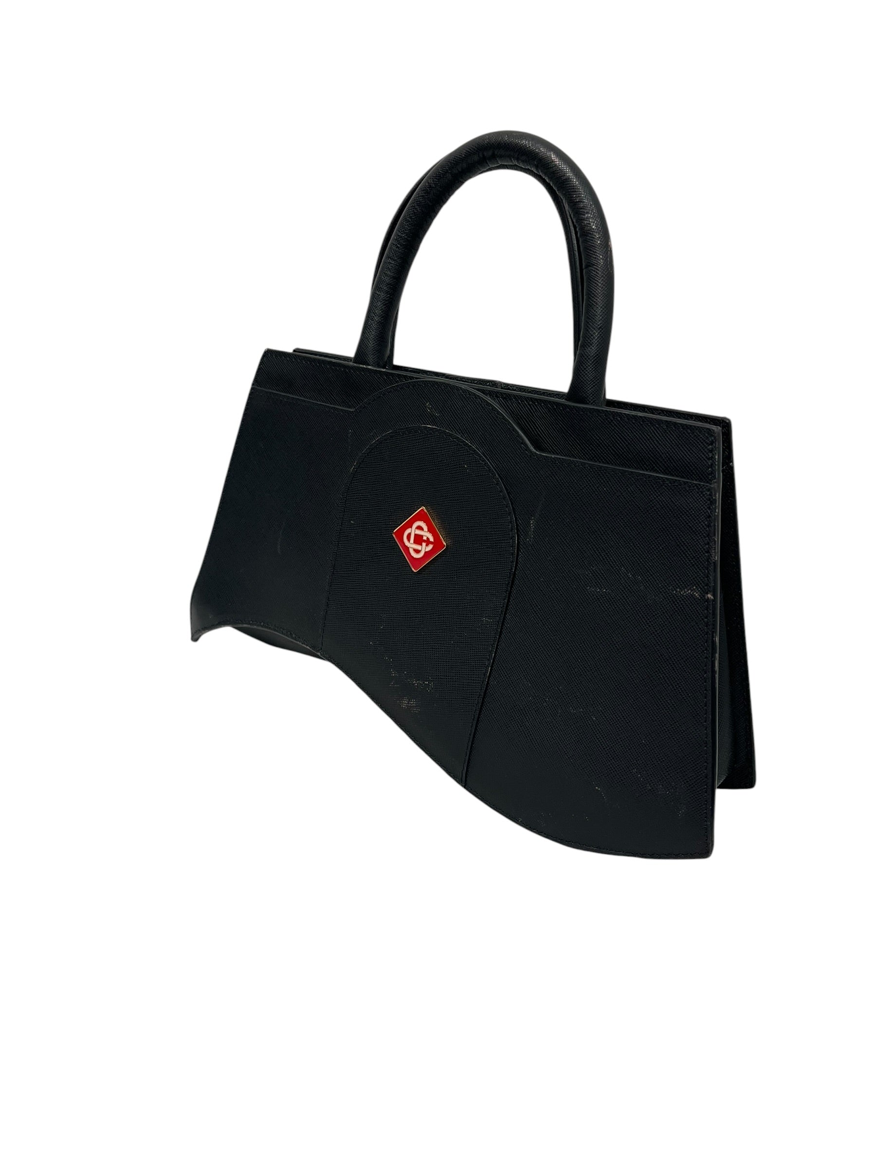 CASABLANCA/Hand Bag/Leather/BLK/WAVY SHAPE, RED LOGO view 3