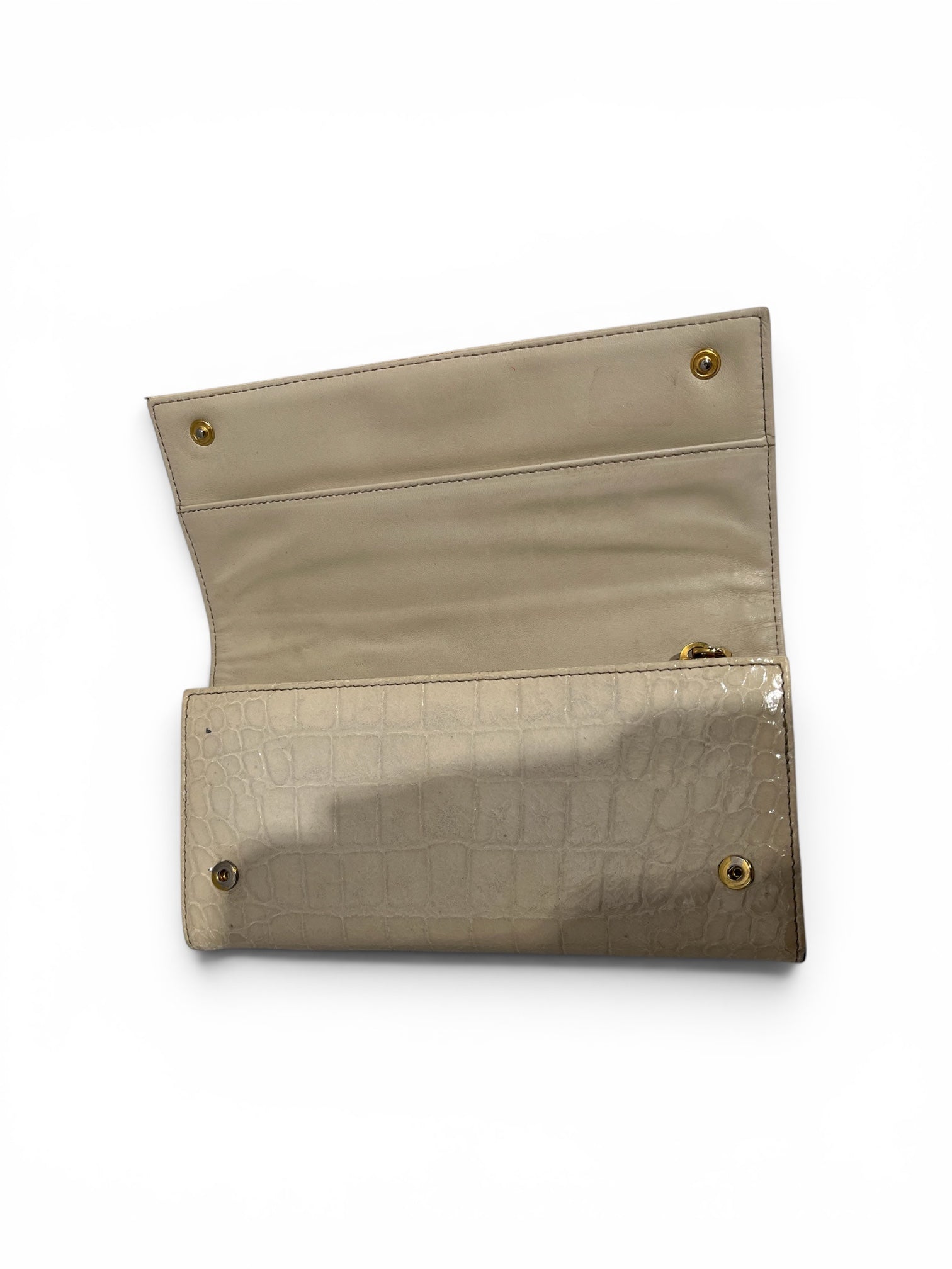 MIU MIU/Bifold Wallet/Animal Pattern/Leather/BEG/faux snake skin wallet view 4