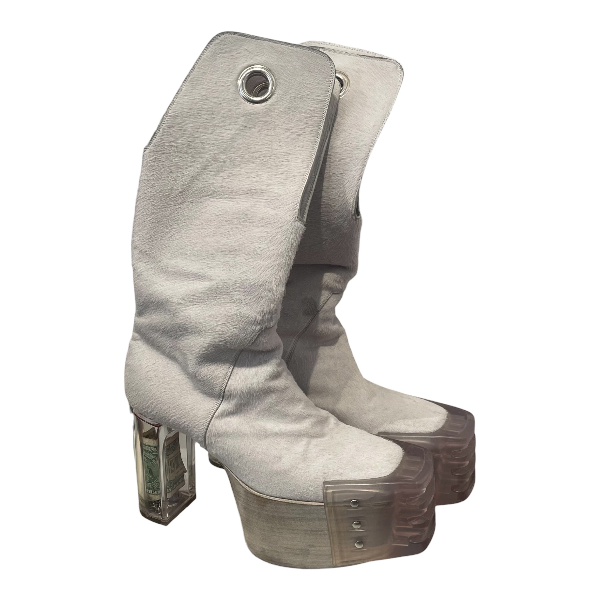 Rick Owens/Boots/EU 41/Fur/WHT/KOWBOY GRILL HEELED PONY HAIR view 1