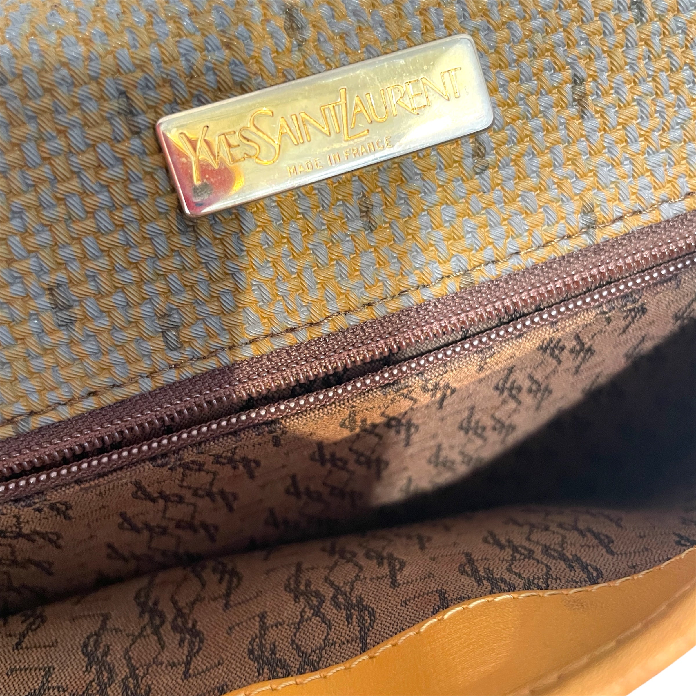 YVES SAINT LAURENT/Cross Body Bag/Leather/BRW/Tweed Shoulder Bag view 6