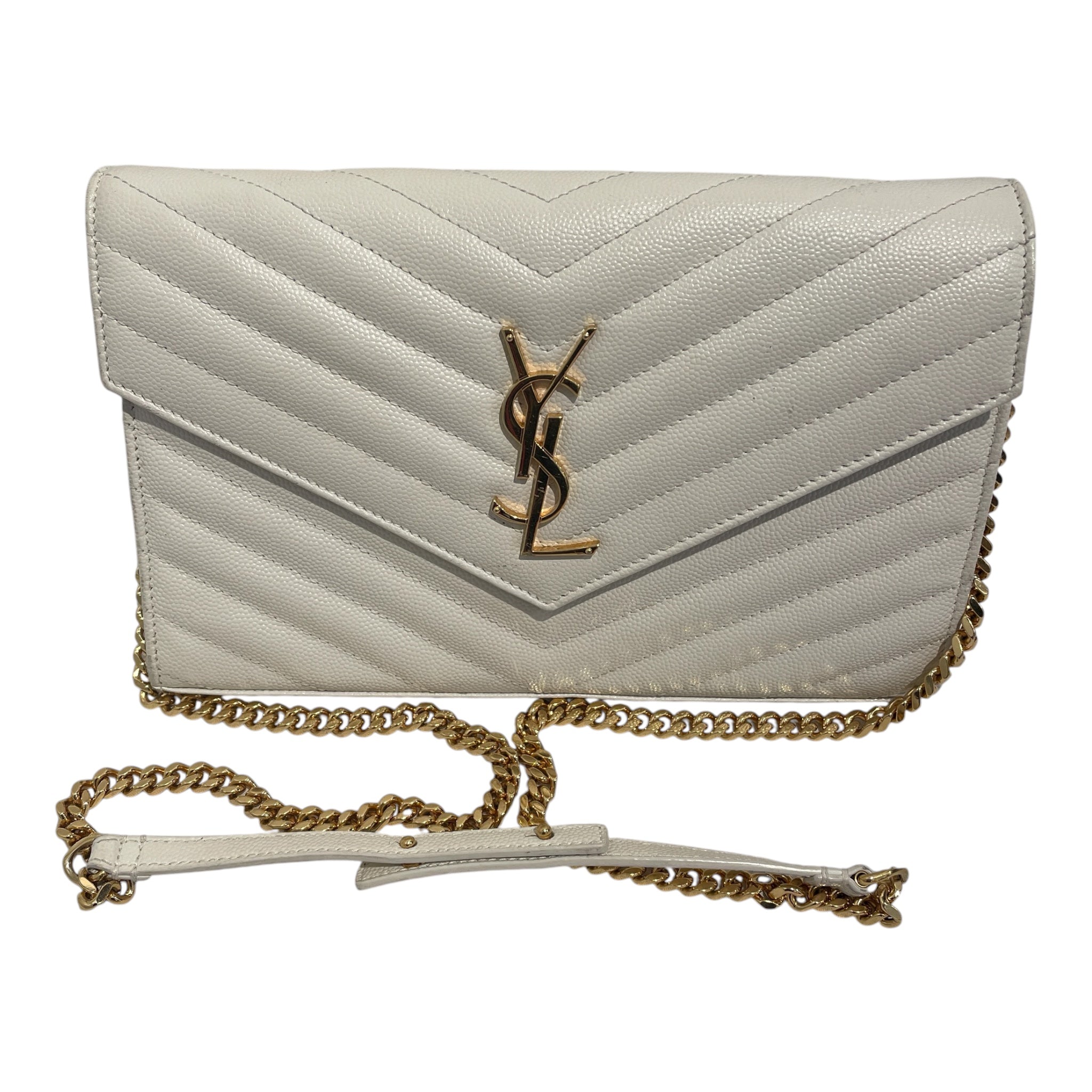 YVES SAINT LAURENT/Cross Body Bag/Leather/WHT/CASSANDRE ENVELOPE view 1
