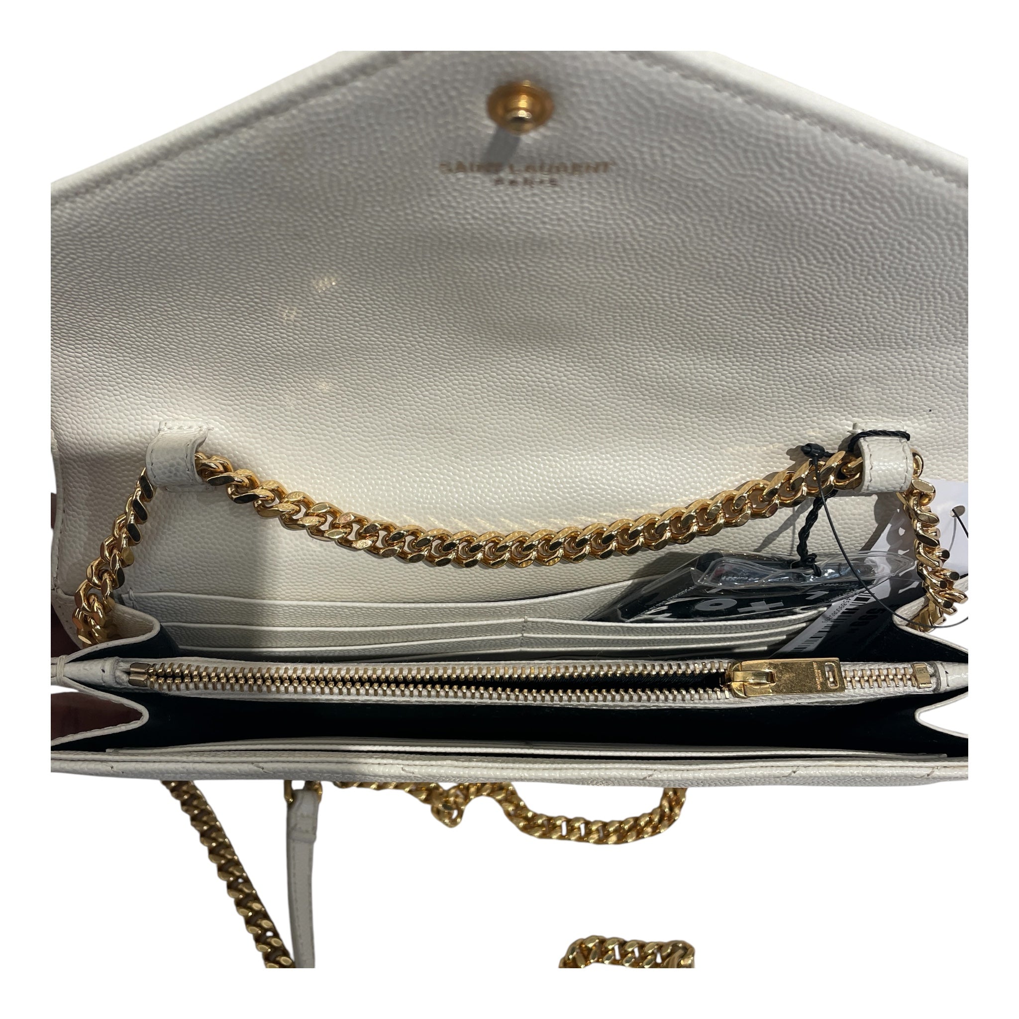YVES SAINT LAURENT/Cross Body Bag/Leather/WHT/CASSANDRE ENVELOPE view 3