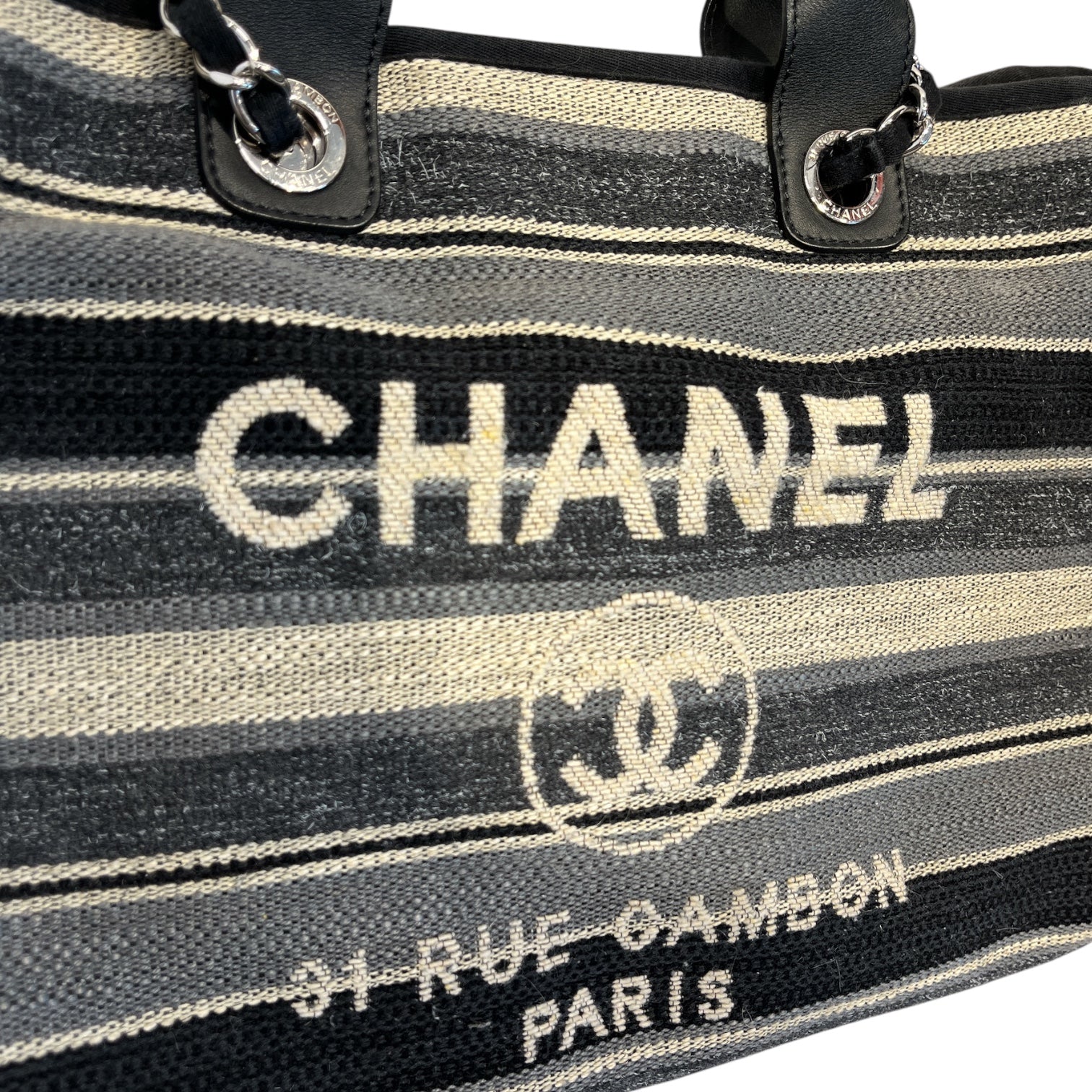 CHANEL/Tote Bag/Stripe/GRY/striped deauville tote view 6