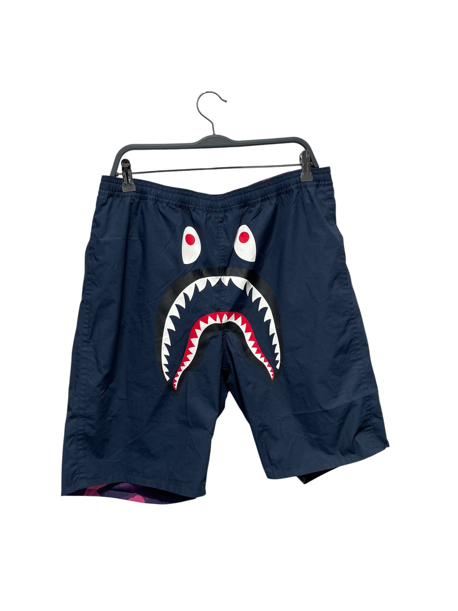A BATHING APE/Shorts/XL/Polyester/PPL/Camouflage/Reversible Camo/Shark Face view 1