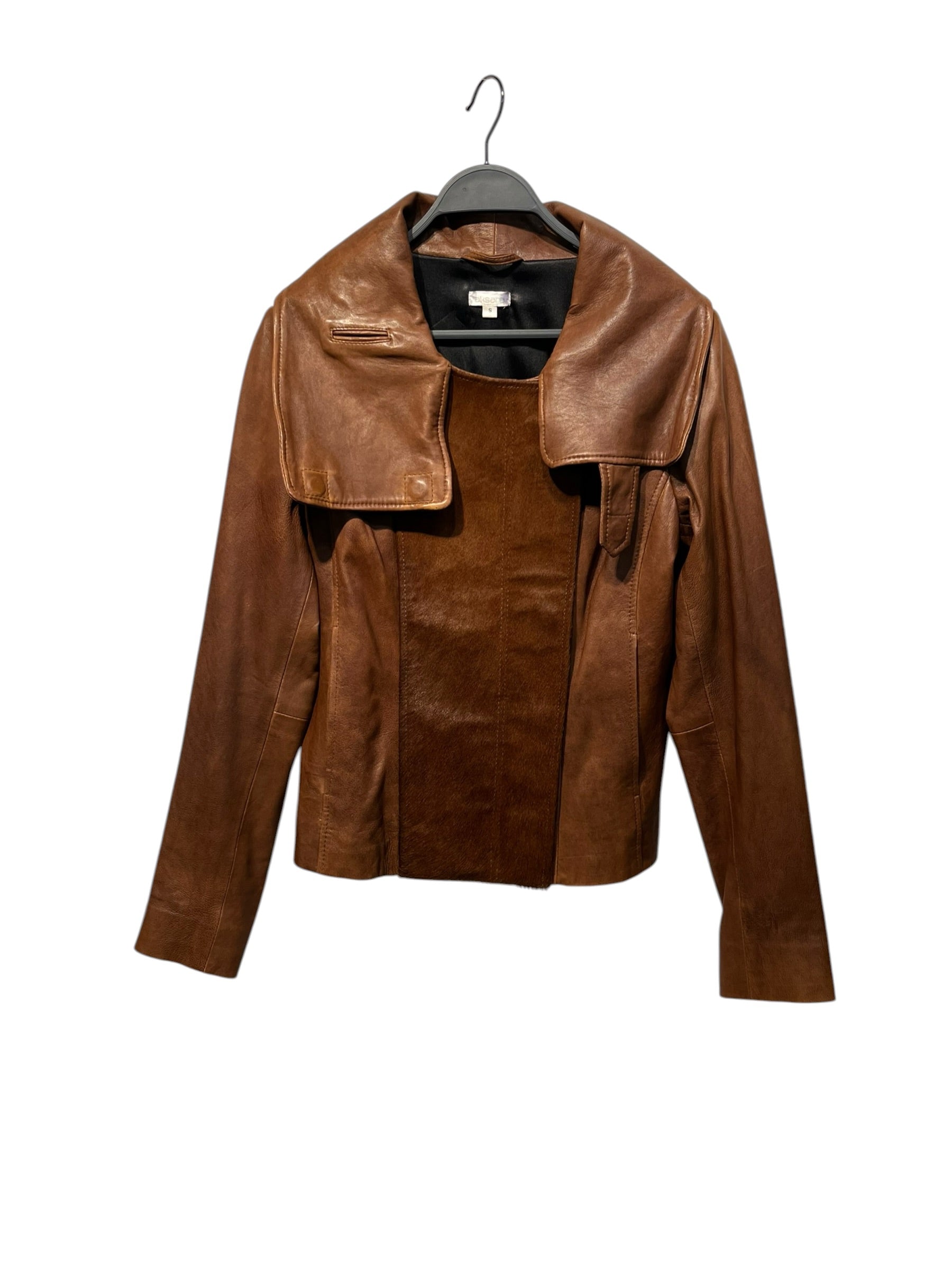 Aksara/Leather Jkt/S/Leather/BRW/light brown cow view 1