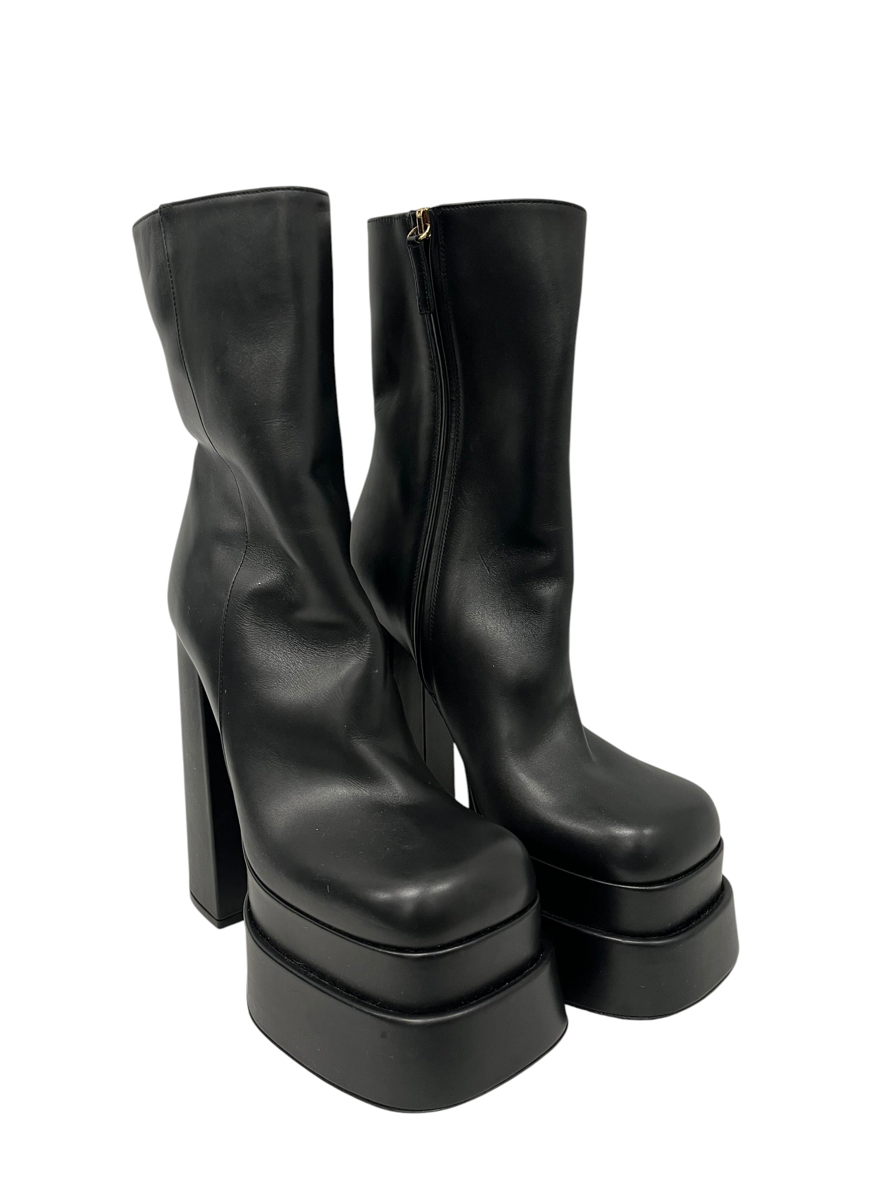 VERSACE/Heels/EU 39.5/Leather/BLK/MEDUSA BOOT view 1
