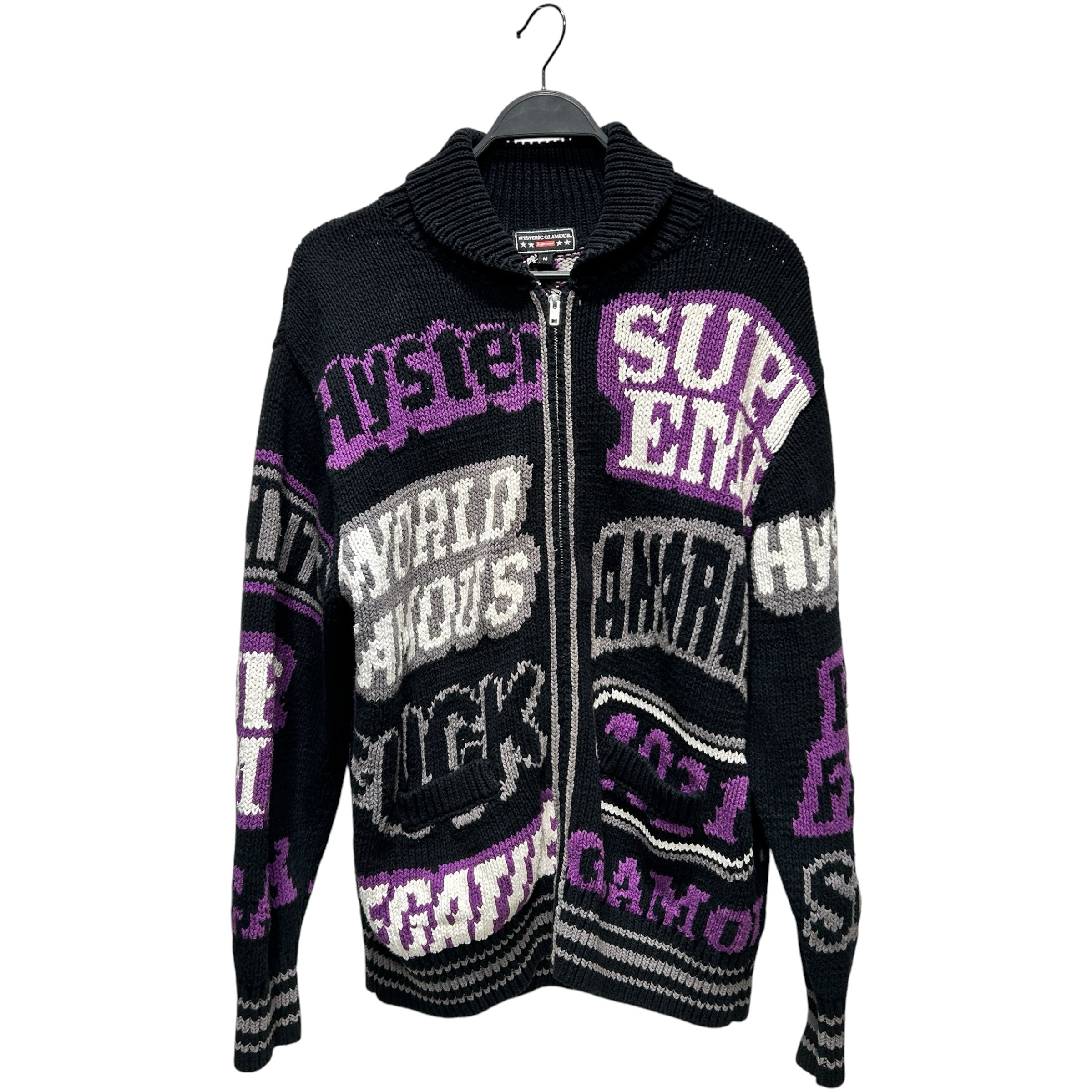 Supreme/HYSTERIC GLAMOUR/Jacket/M/Cotton/BLK/All Over Print/LOGO ZIP UP KNIT view 1